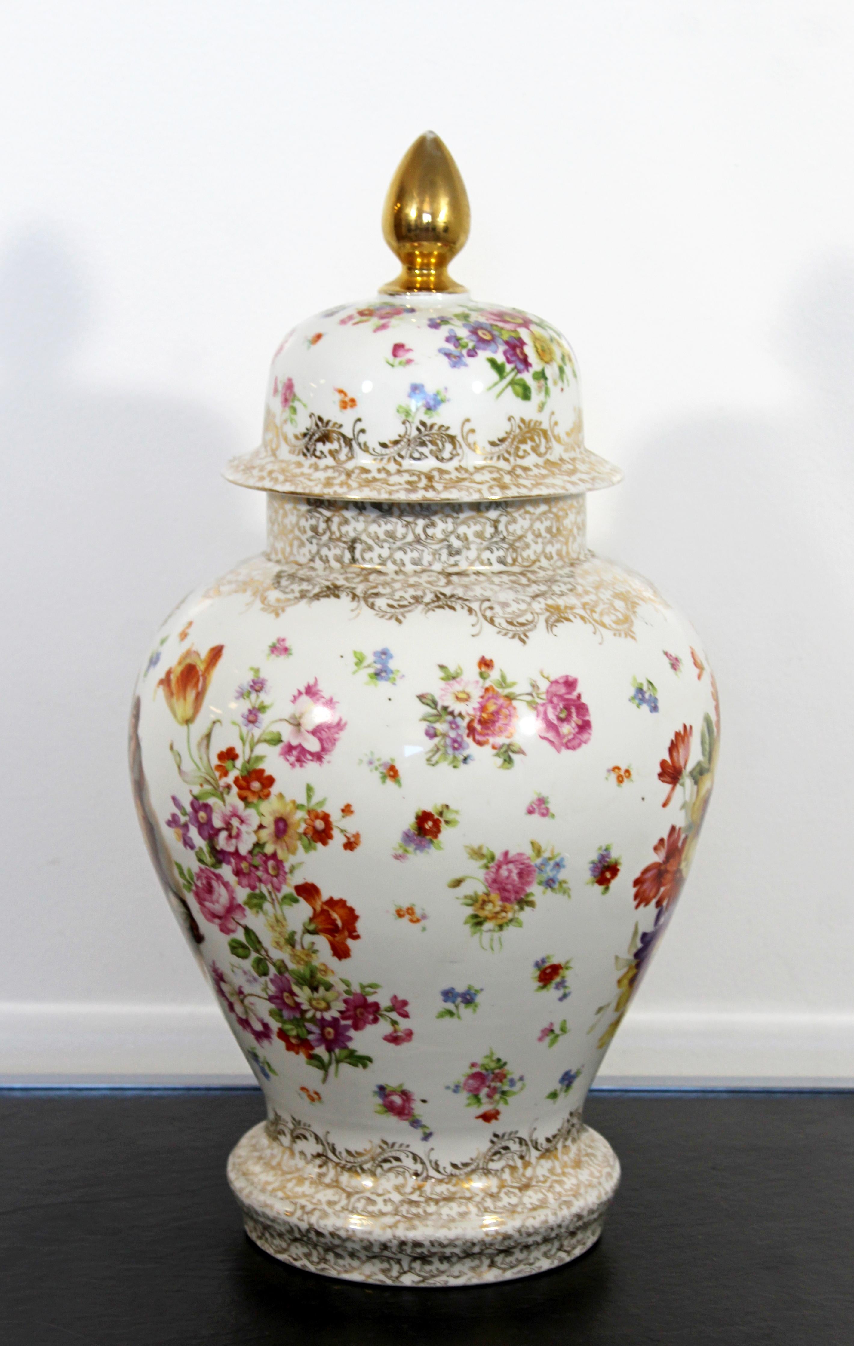 20th Century Antique White Porcelain Meissen Floral Urn Stamped