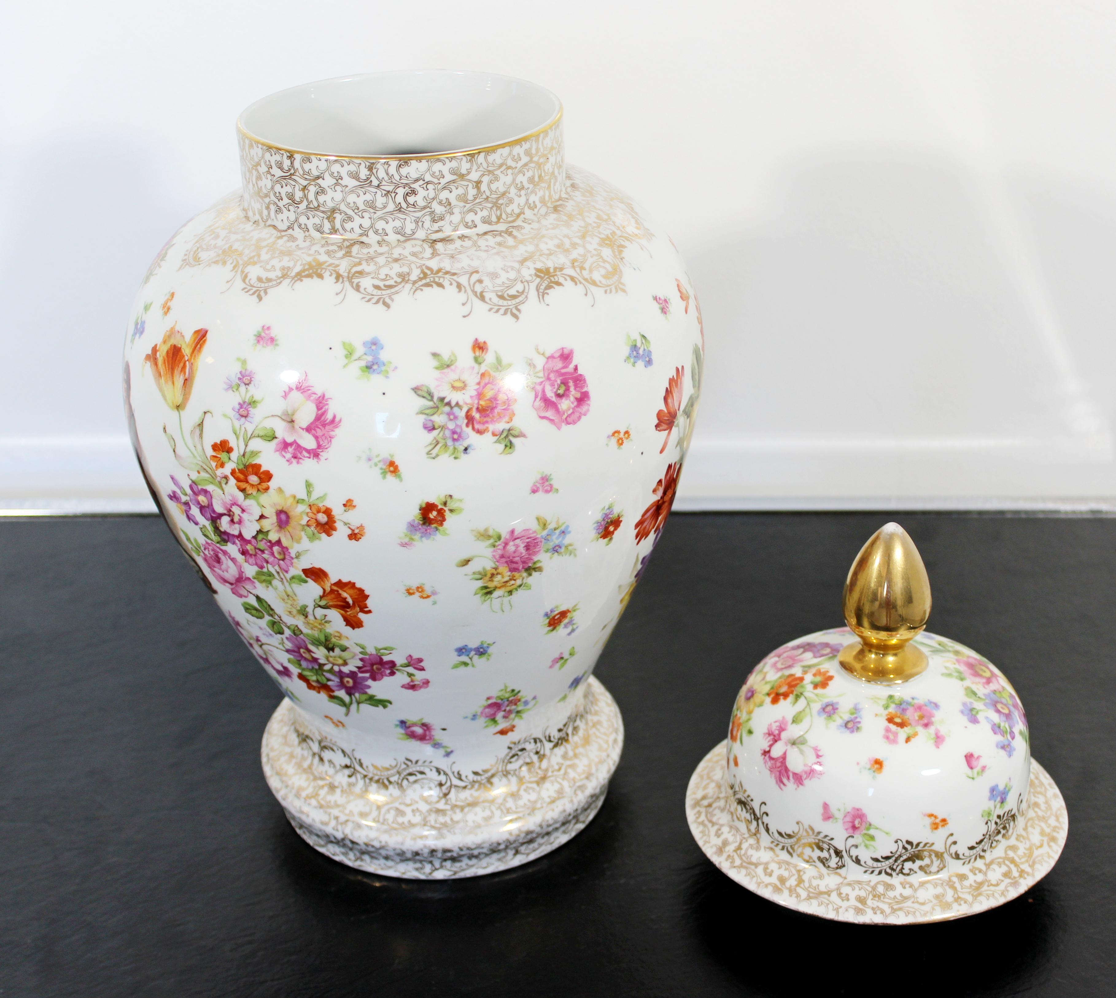 Antique White Porcelain Meissen Floral Urn Stamped 1