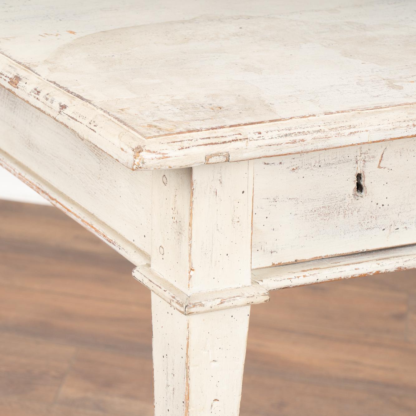 19th Century Antique White Side Table Small Writing Table With 3 Drawers, Sweden circa 1880
