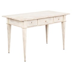Antique White Side Table Small Writing Table With 3 Drawers, Sweden circa 1880