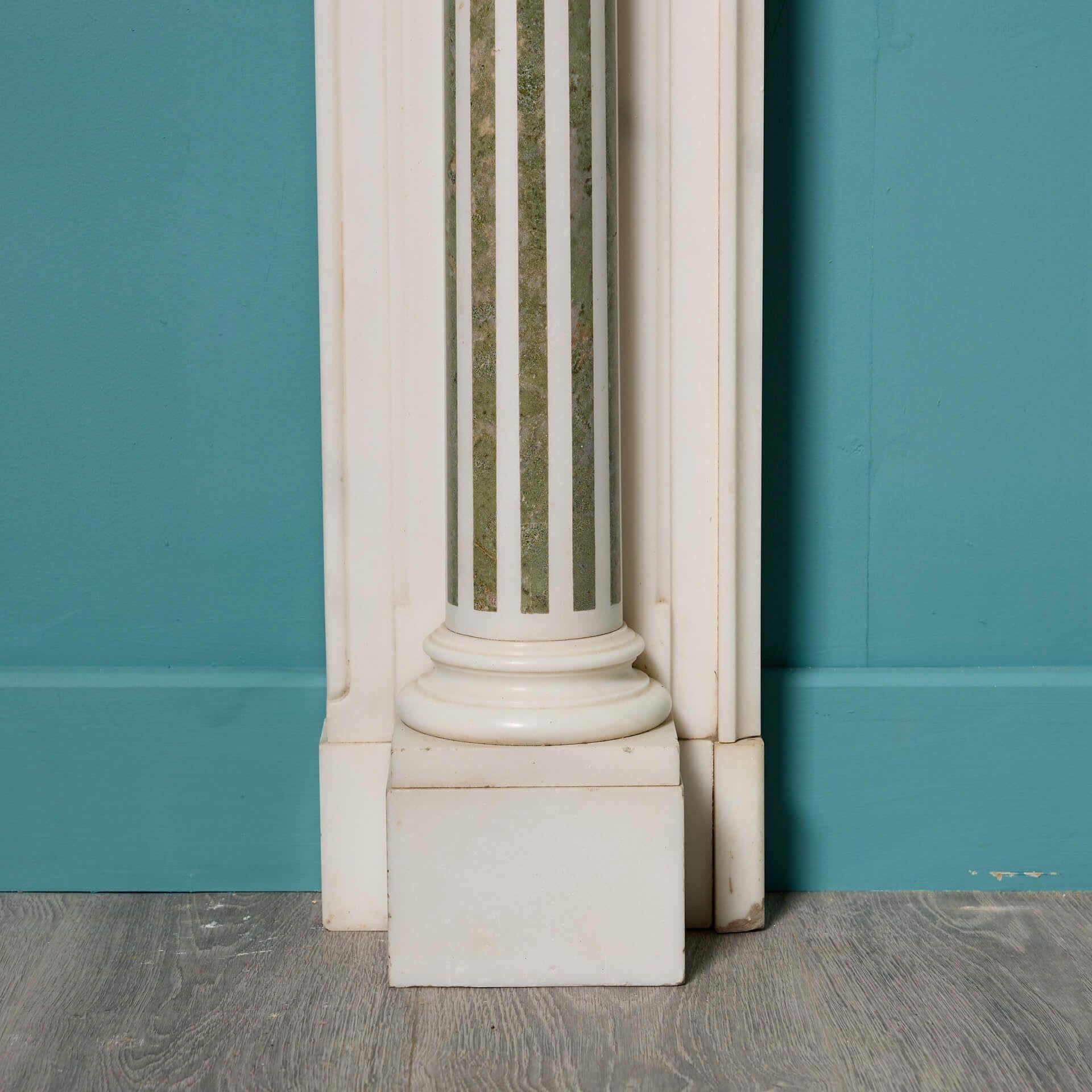 Antique White Statuary & Green Connemara Marble Fireplace In Fair Condition For Sale In Wormelow, Herefordshire