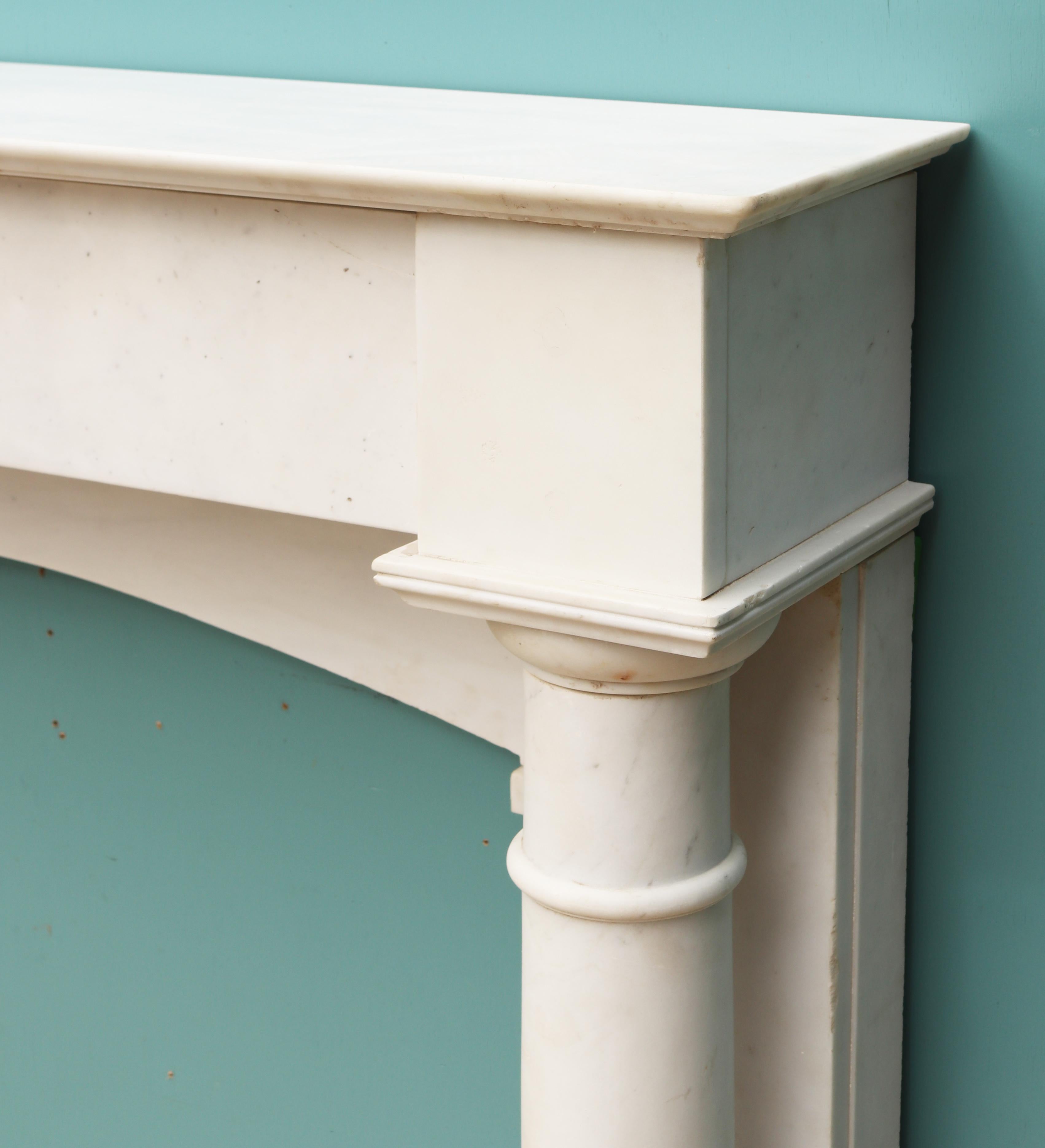 Antique White Statuary Marble Fire Mantel In Fair Condition For Sale In Wormelow, Herefordshire