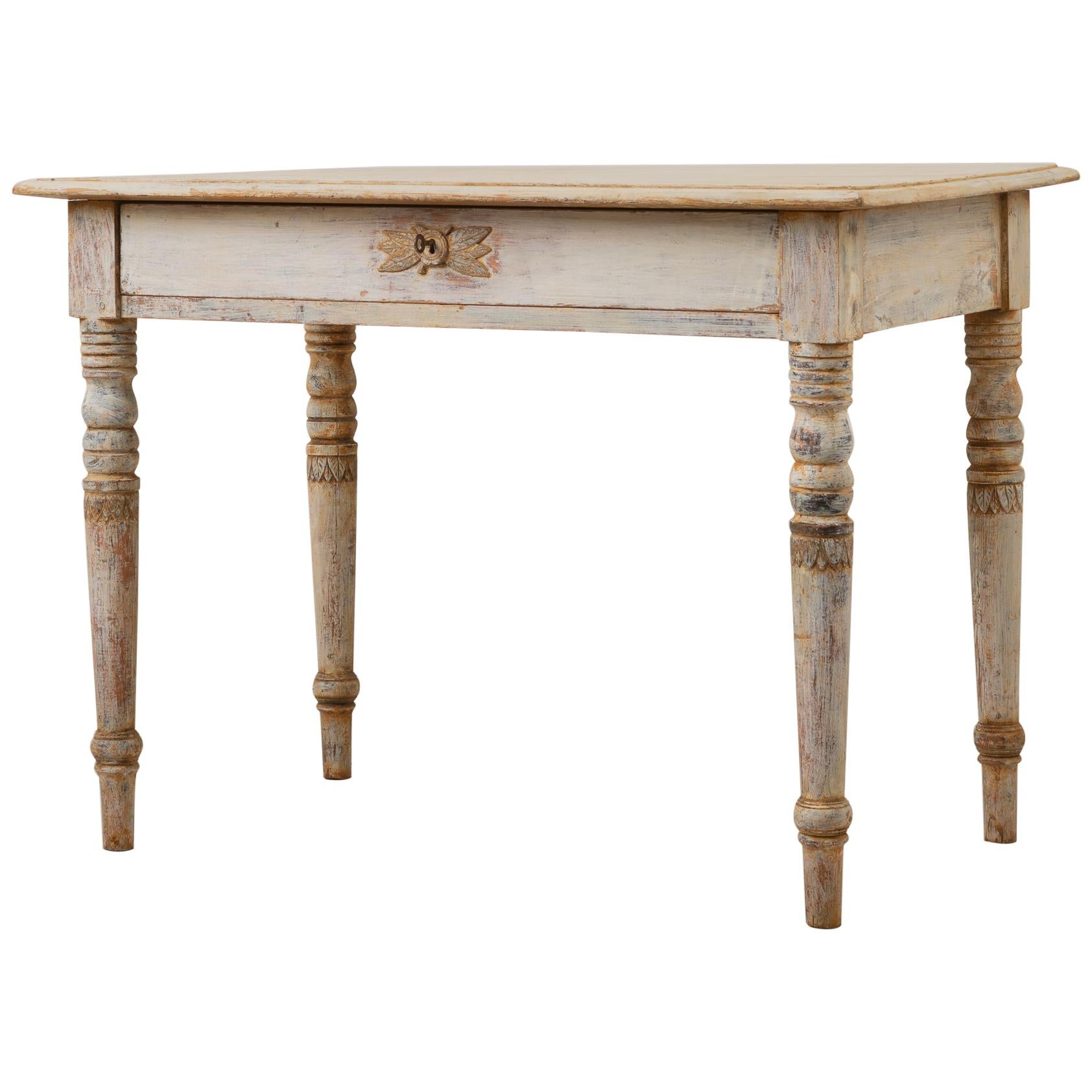 Antique White Swedish Desk or Side Table