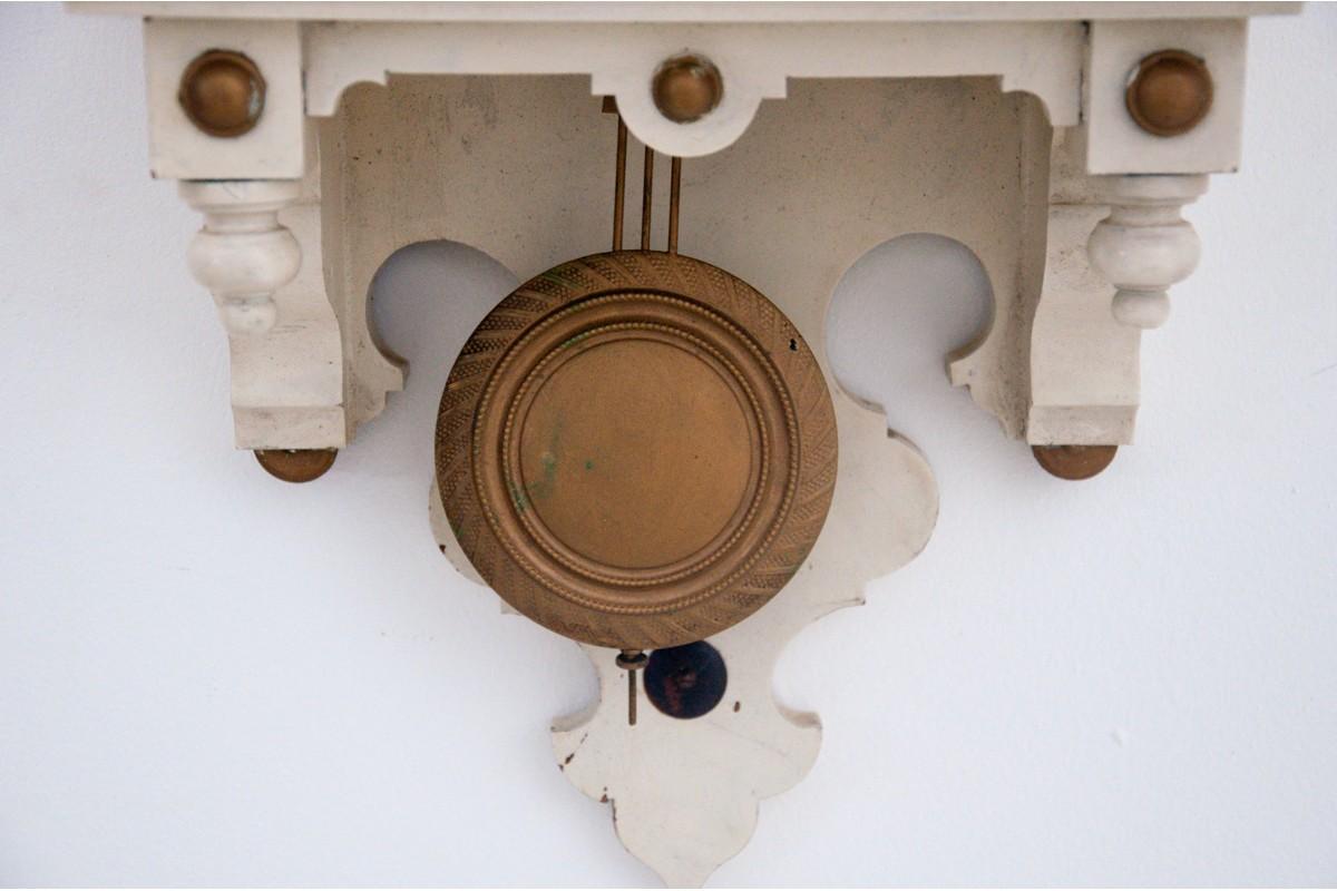 Antique White Wall Clock, Germany, circa 1930 In Good Condition In Chorzów, PL