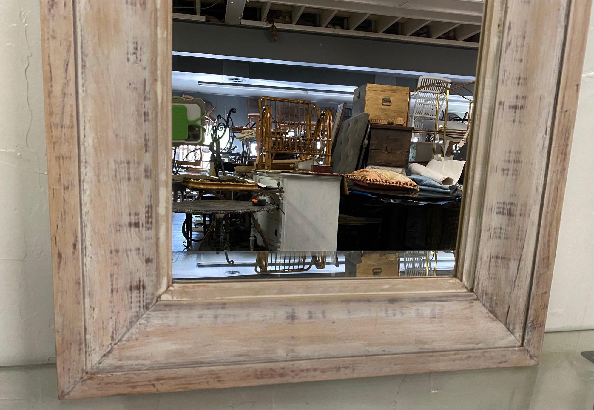 Hand-Crafted Antique White Washed Pine Mirror