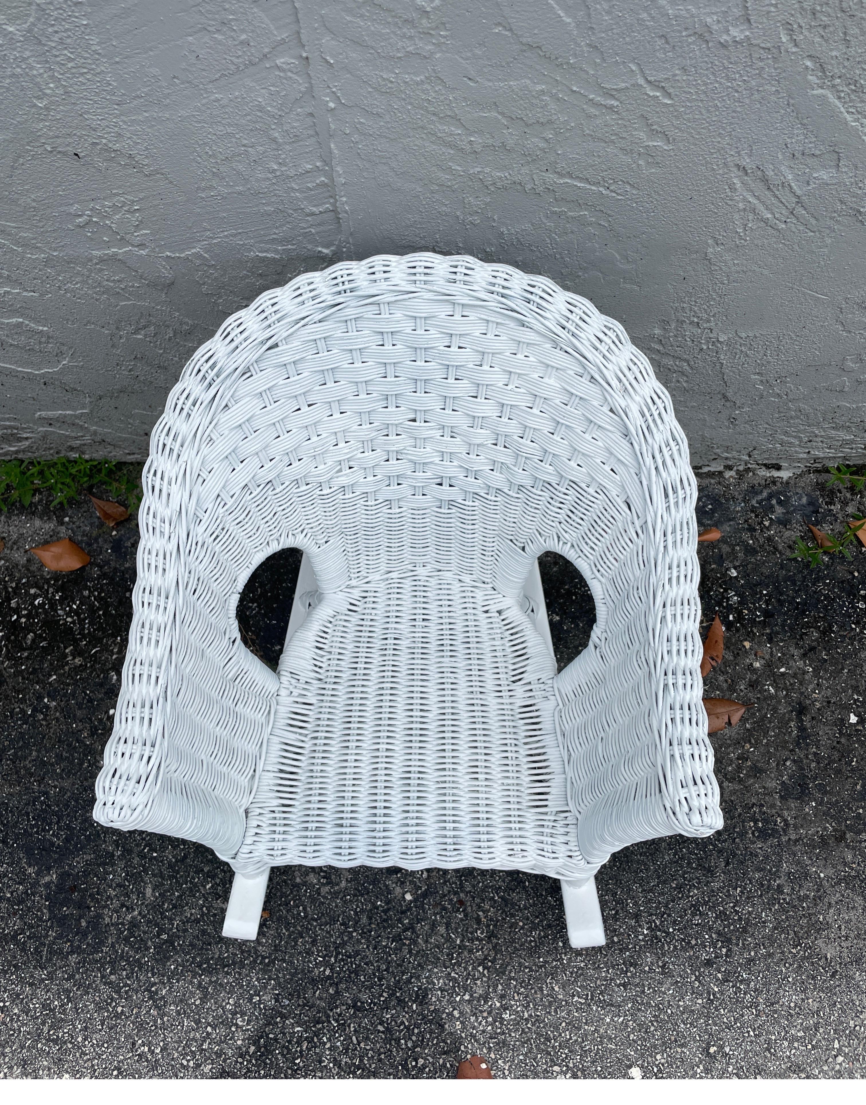 American Antique White Wicker Child's Rocking Chair For Sale
