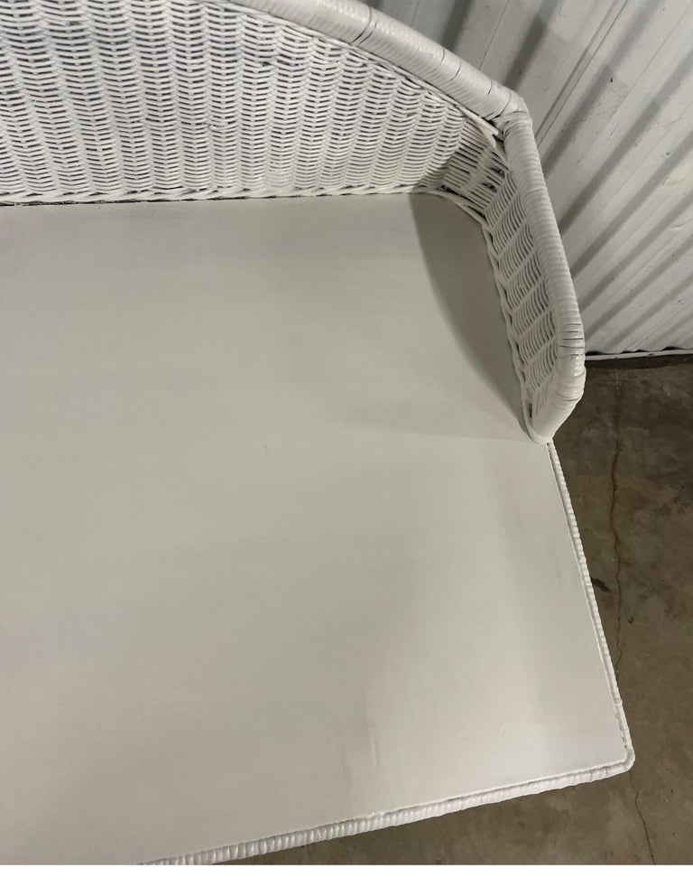 Antique White Wicker Dressing Table / Desk and Chair Set For Sale at