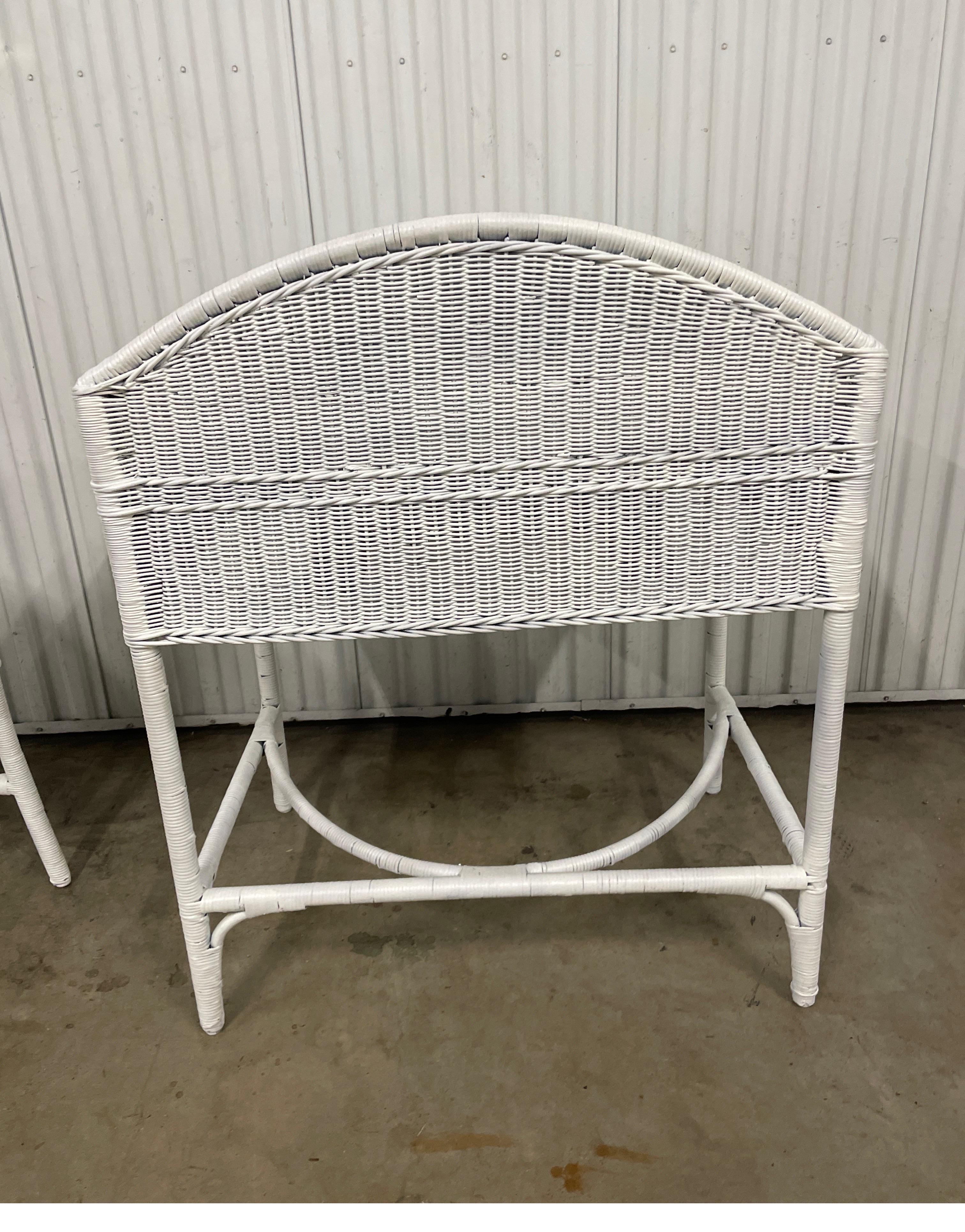 Antique White Wicker Dressing Table / Desk & Chair Set For Sale 7