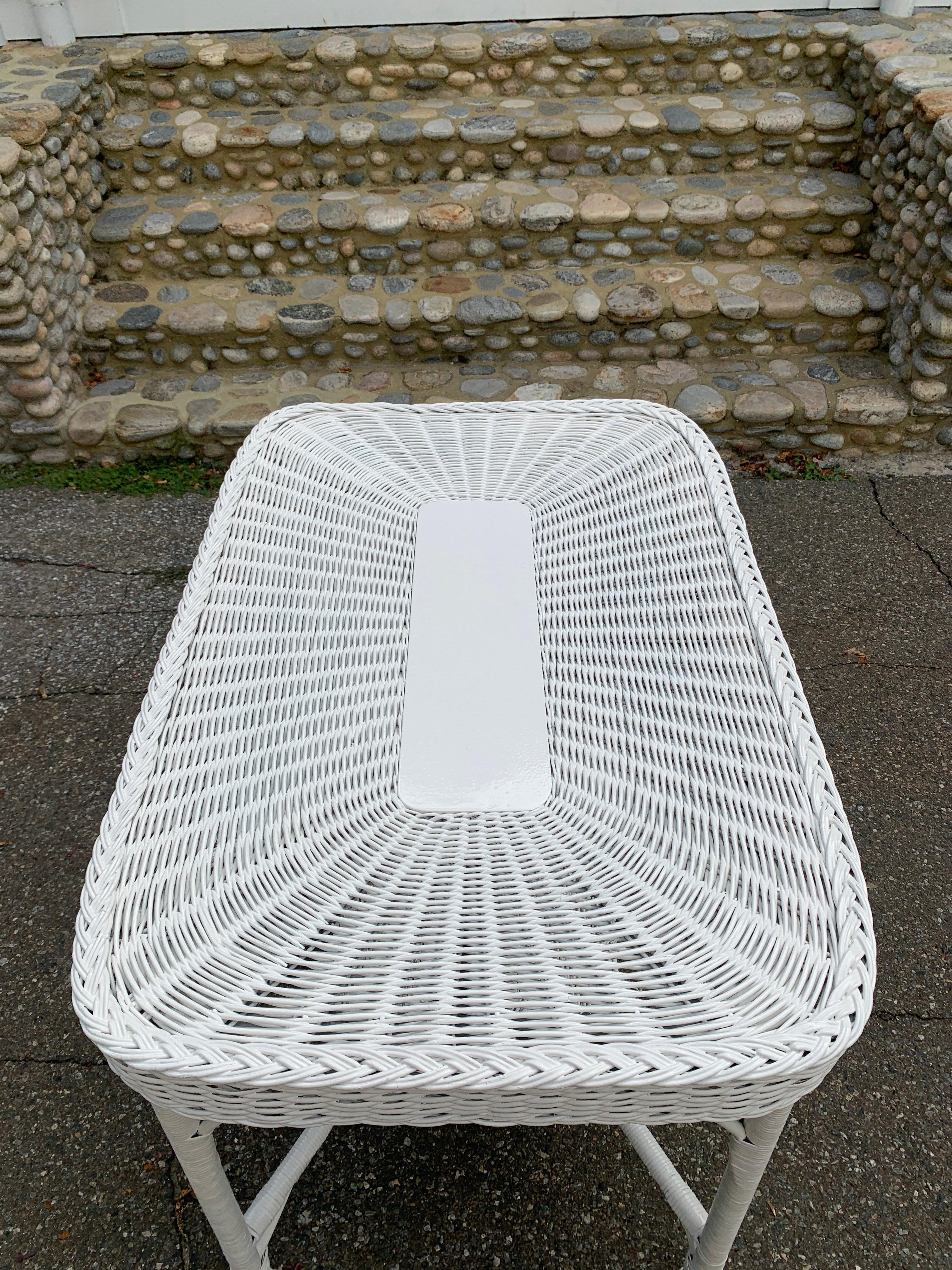 American Antique White Wicker Table  For Sale