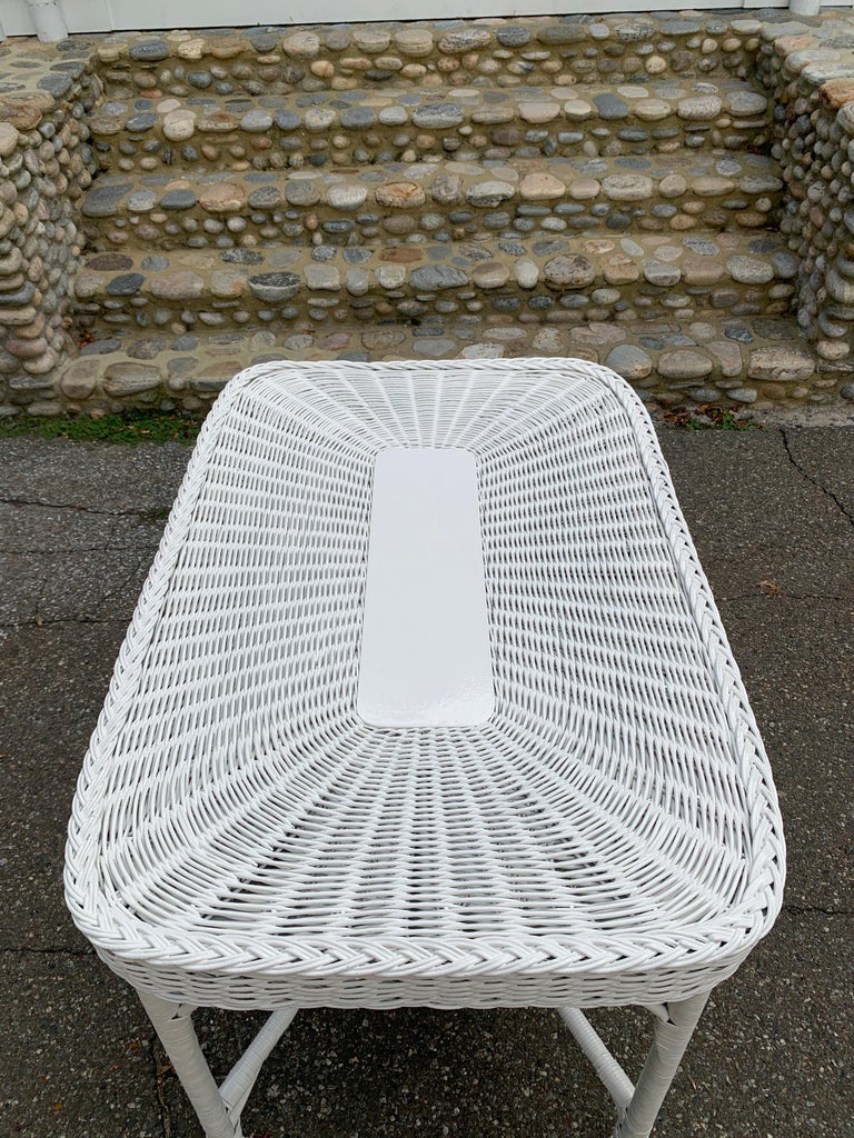 Antique White Wicker Table For Sale at 1stDibs vintage white wicker