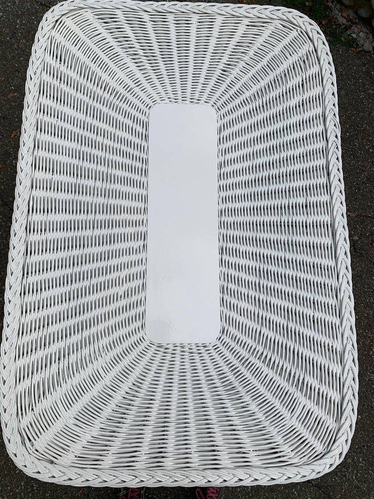 Antique White Wicker Table For Sale at 1stDibs vintage white wicker