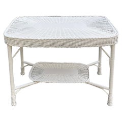 Tavolo in vimini bianco antico
