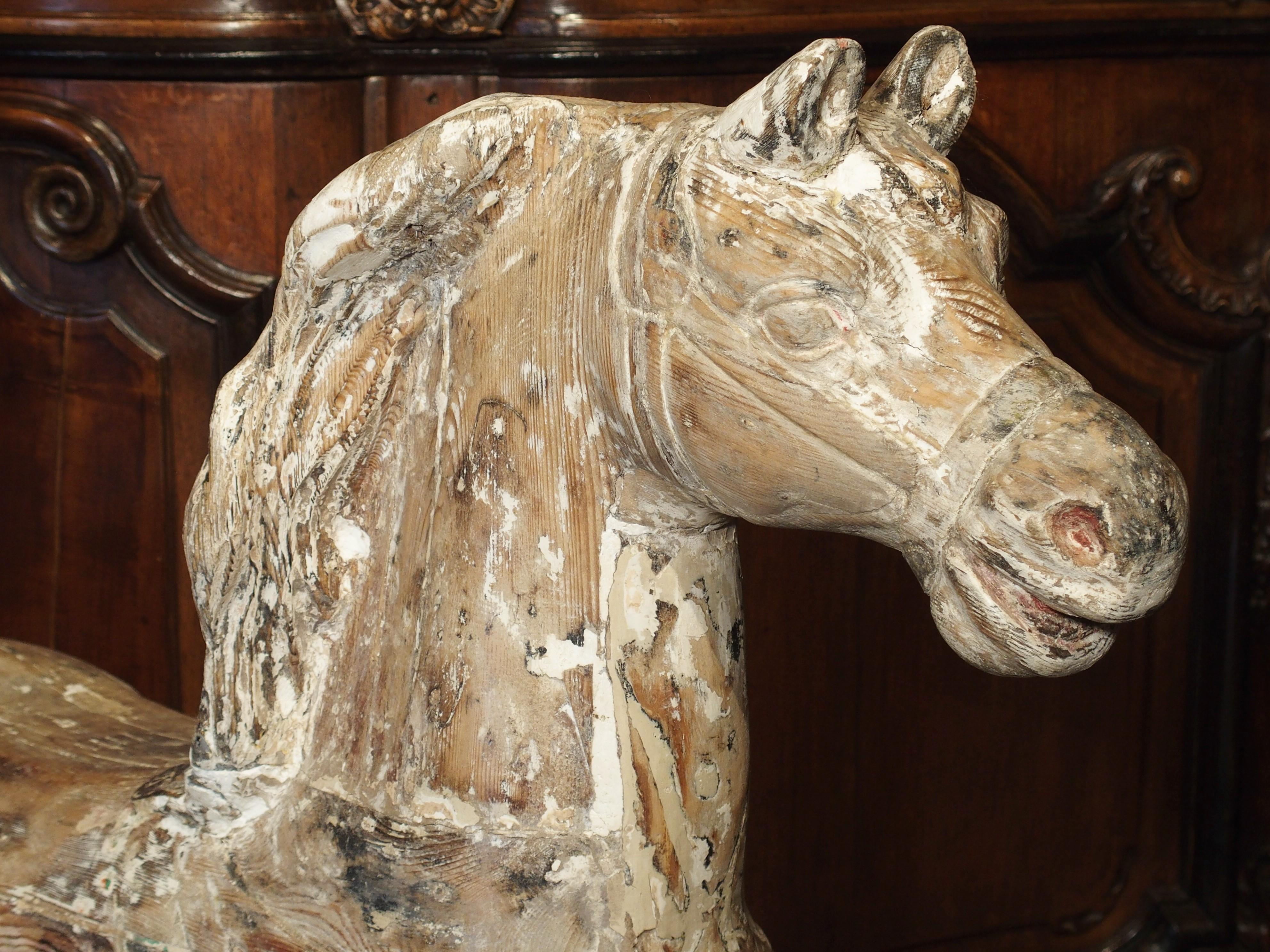 Antique Whitewashed Carousel Horse from Spain, circa 1915 3