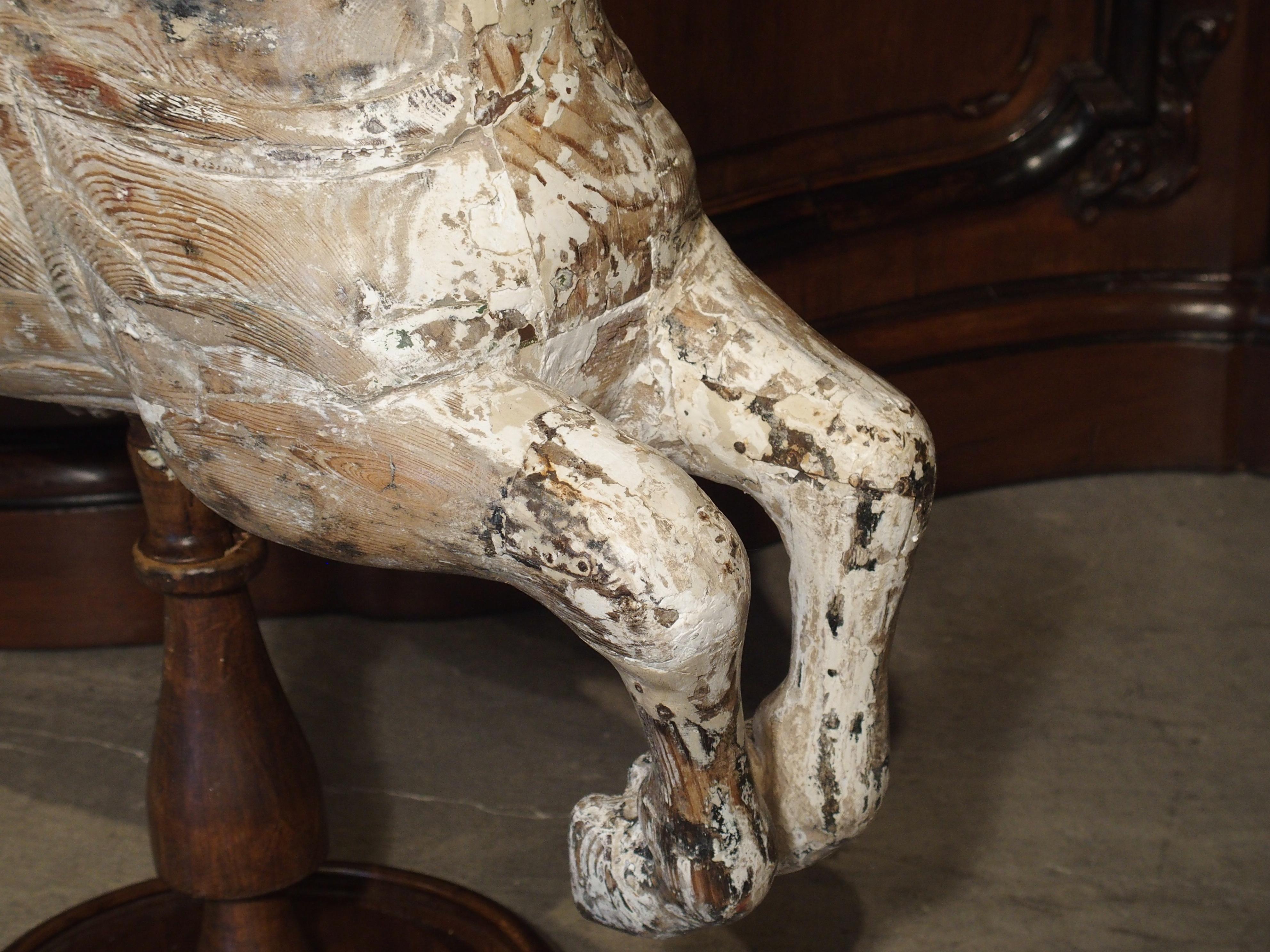 Antique Whitewashed Carousel Horse from Spain, circa 1915 4