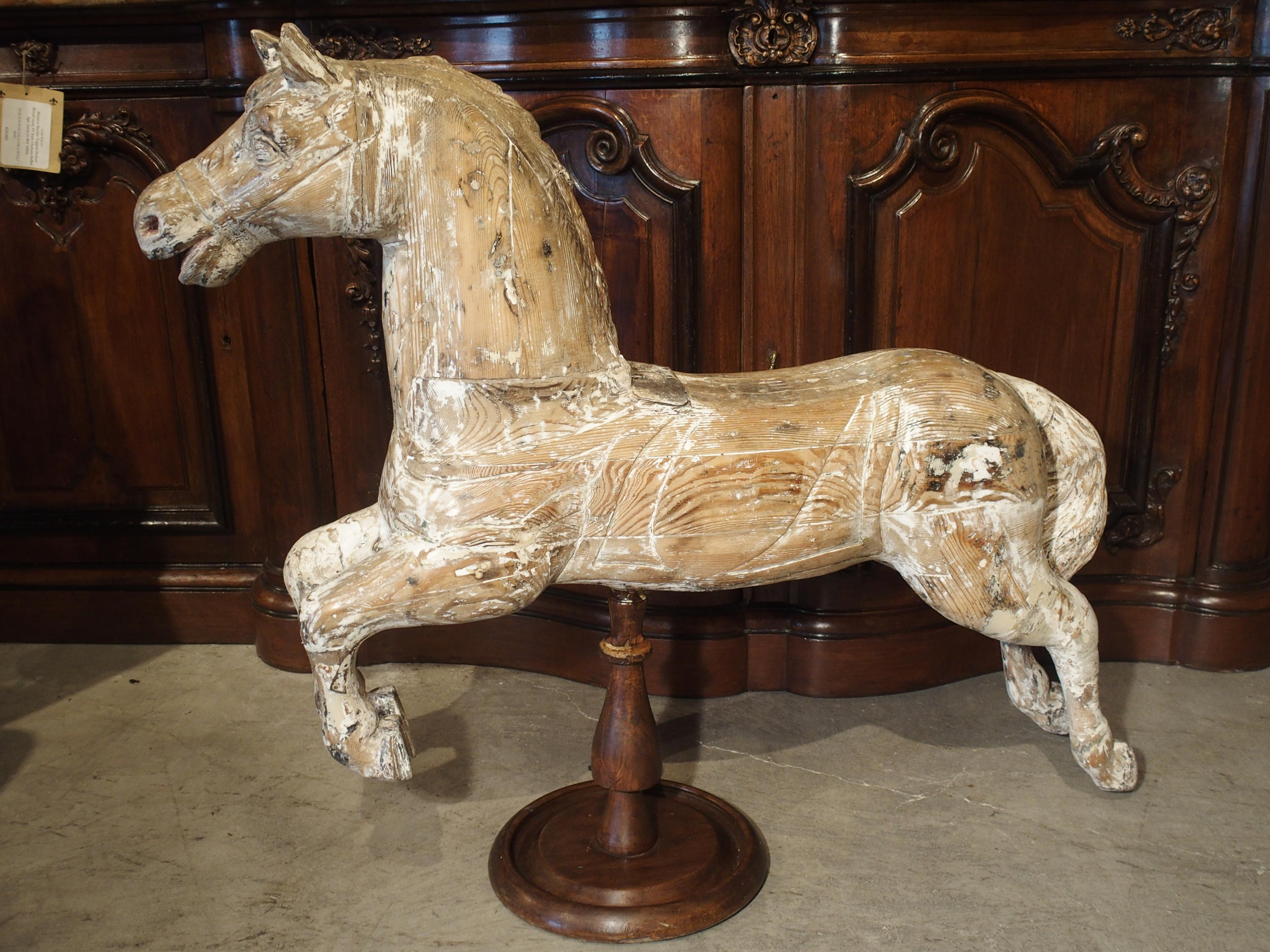 Antique Whitewashed Carousel Horse from Spain, circa 1915 6