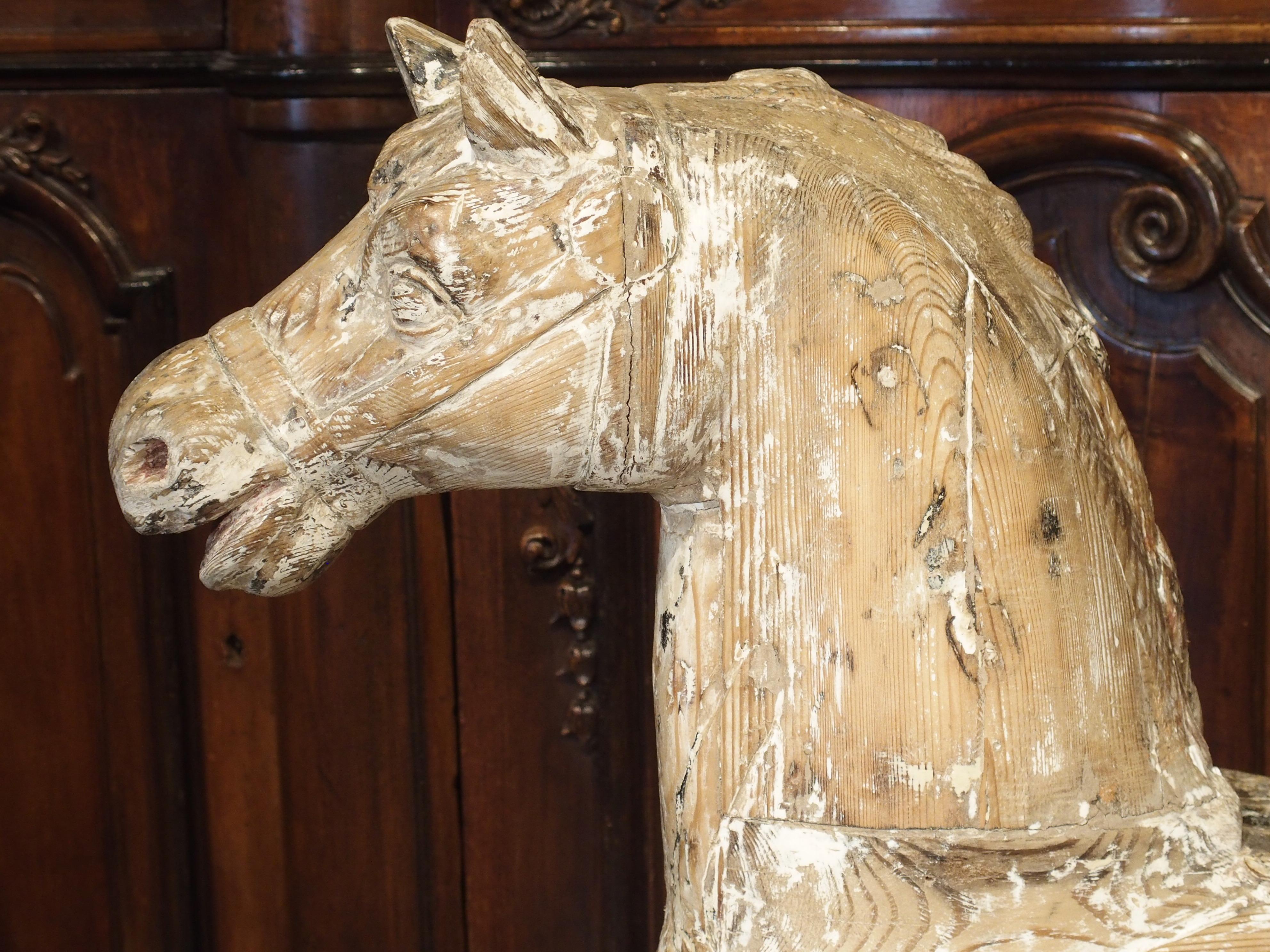 Antique Whitewashed Carousel Horse from Spain, circa 1915 7