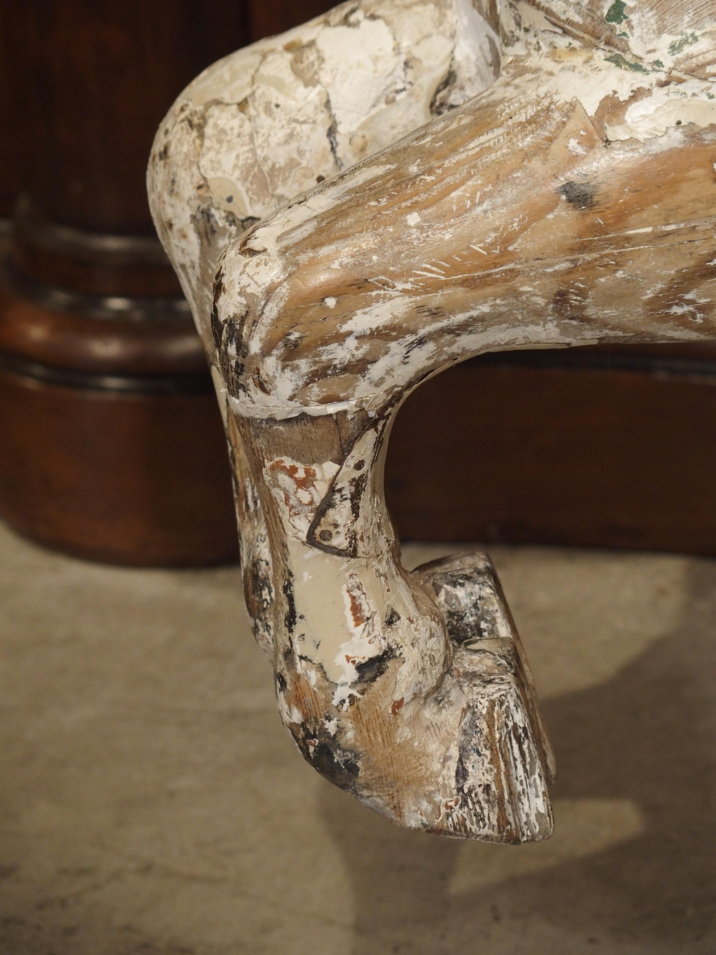 Antique Whitewashed Carousel Horse from Spain, circa 1915 8