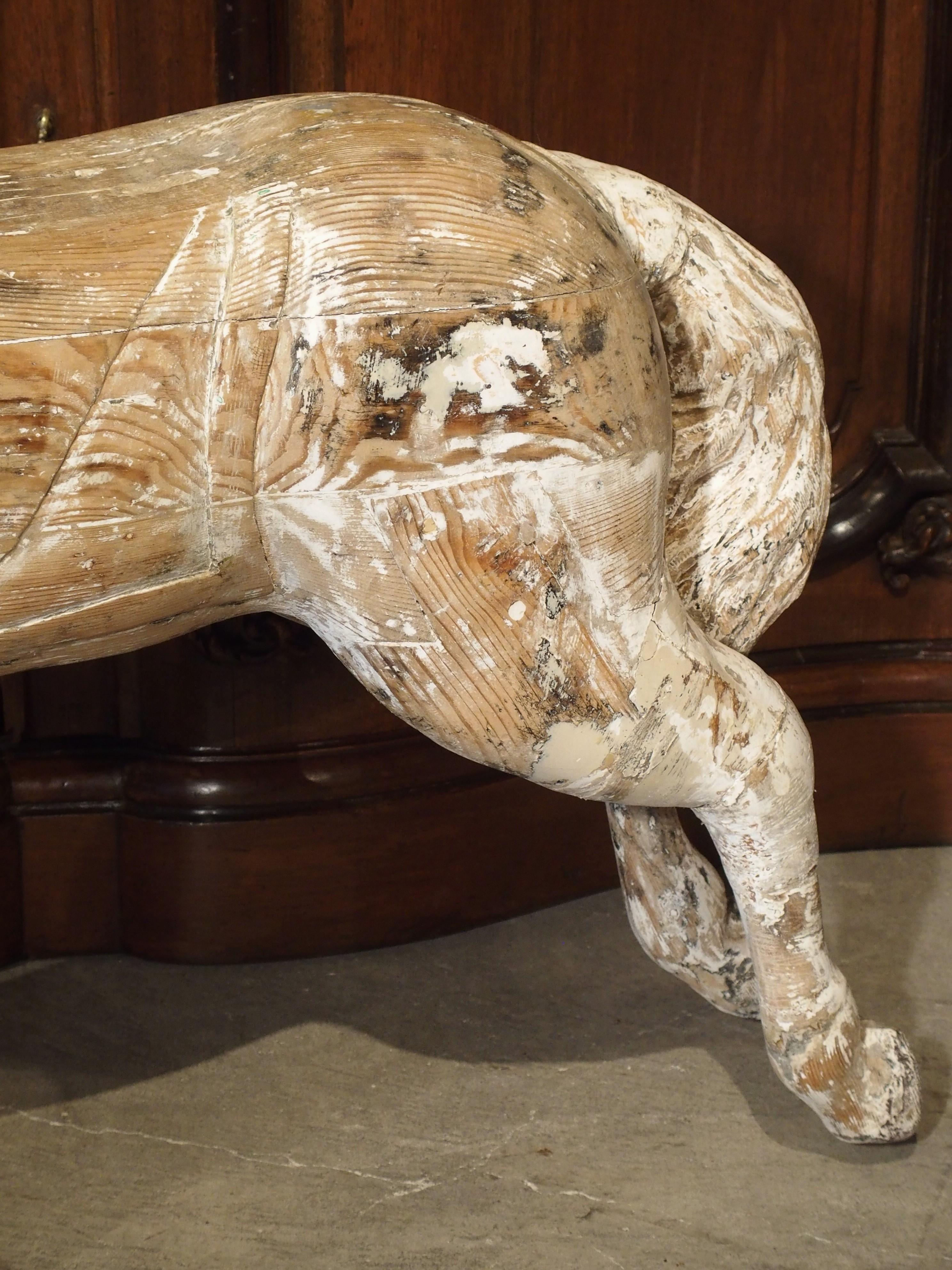 Antique Whitewashed Carousel Horse from Spain, circa 1915 9