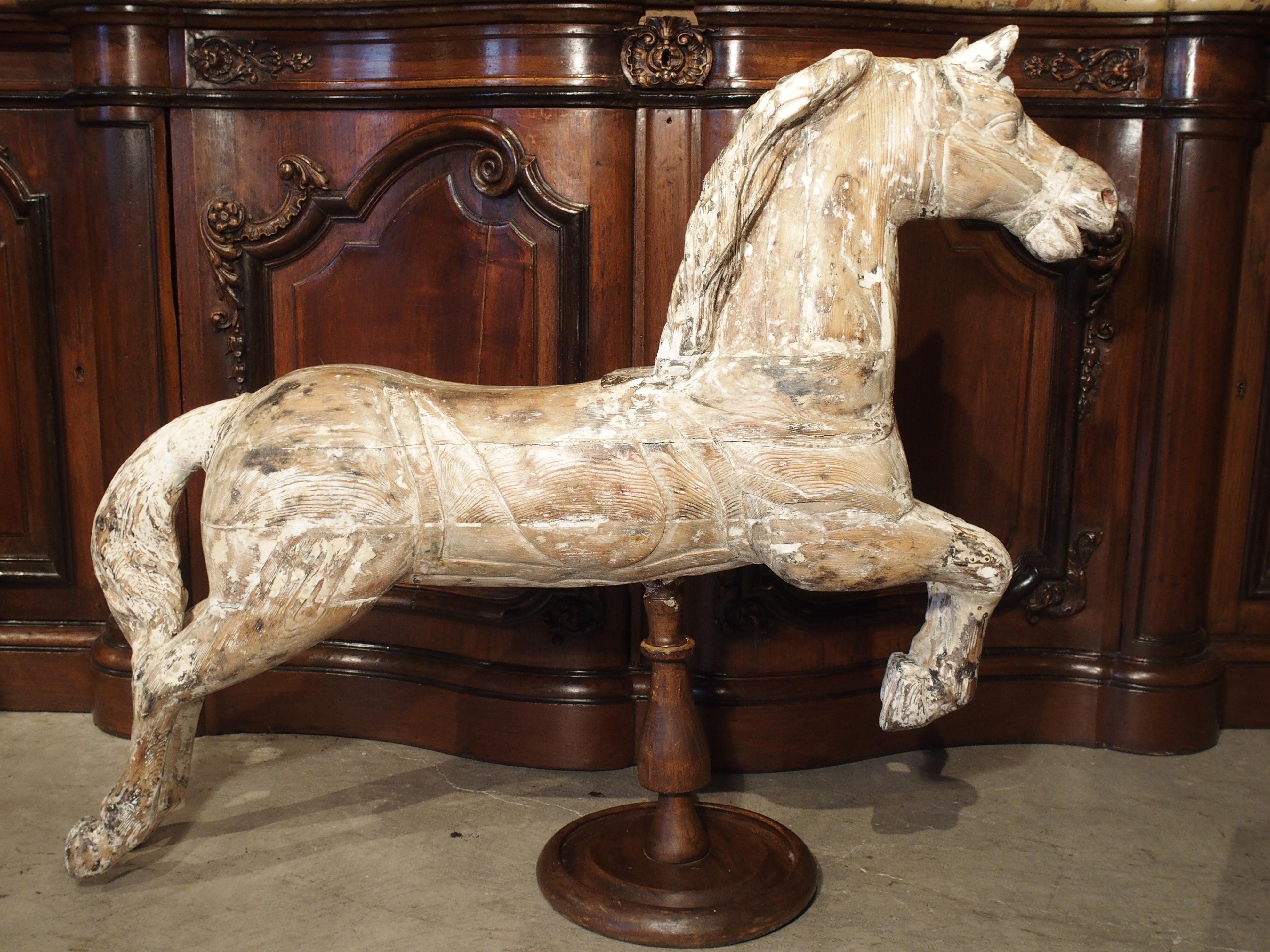 Antique Whitewashed Carousel Horse from Spain, circa 1915 13