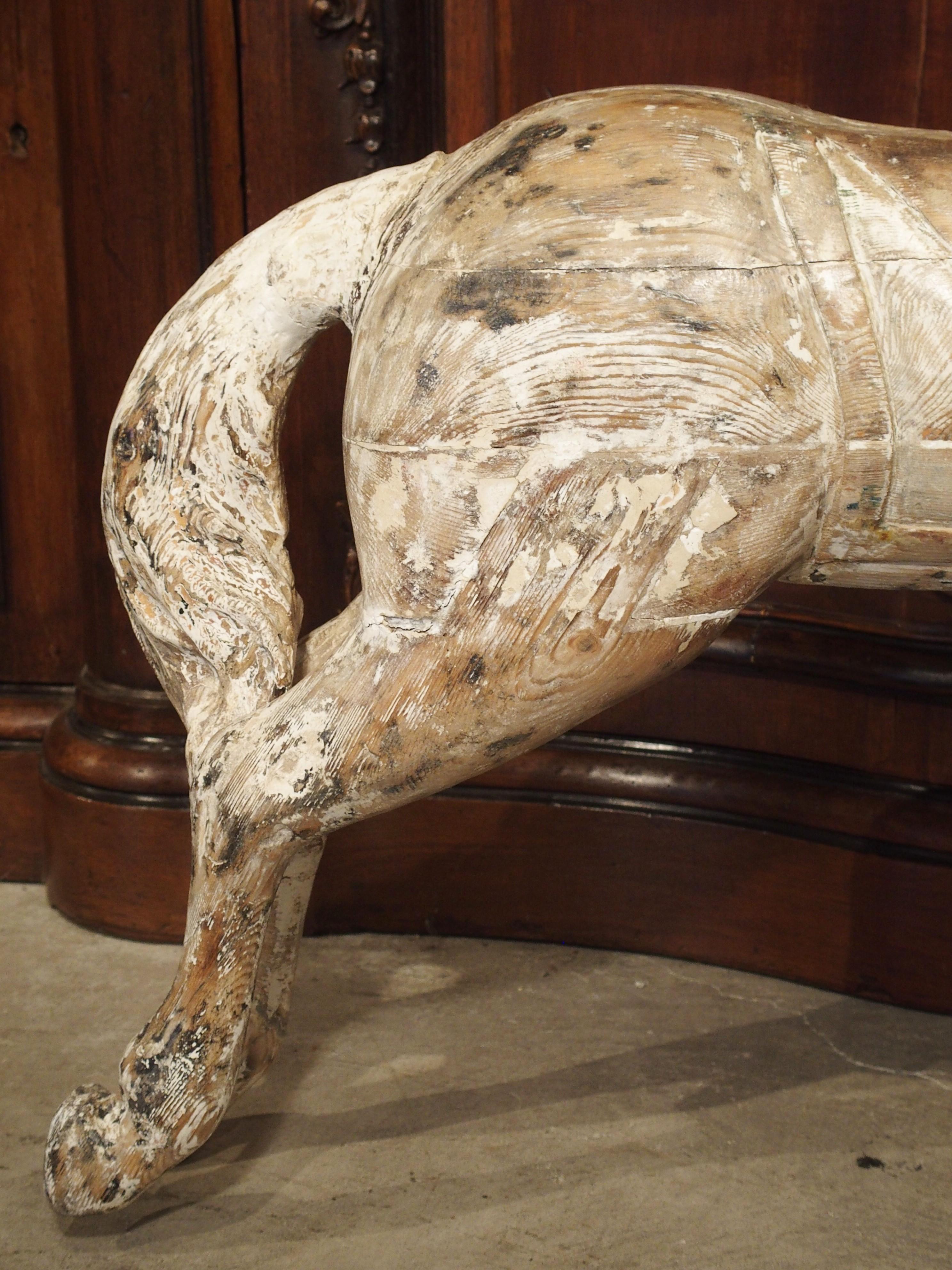 20th Century Antique Whitewashed Carousel Horse from Spain, circa 1915