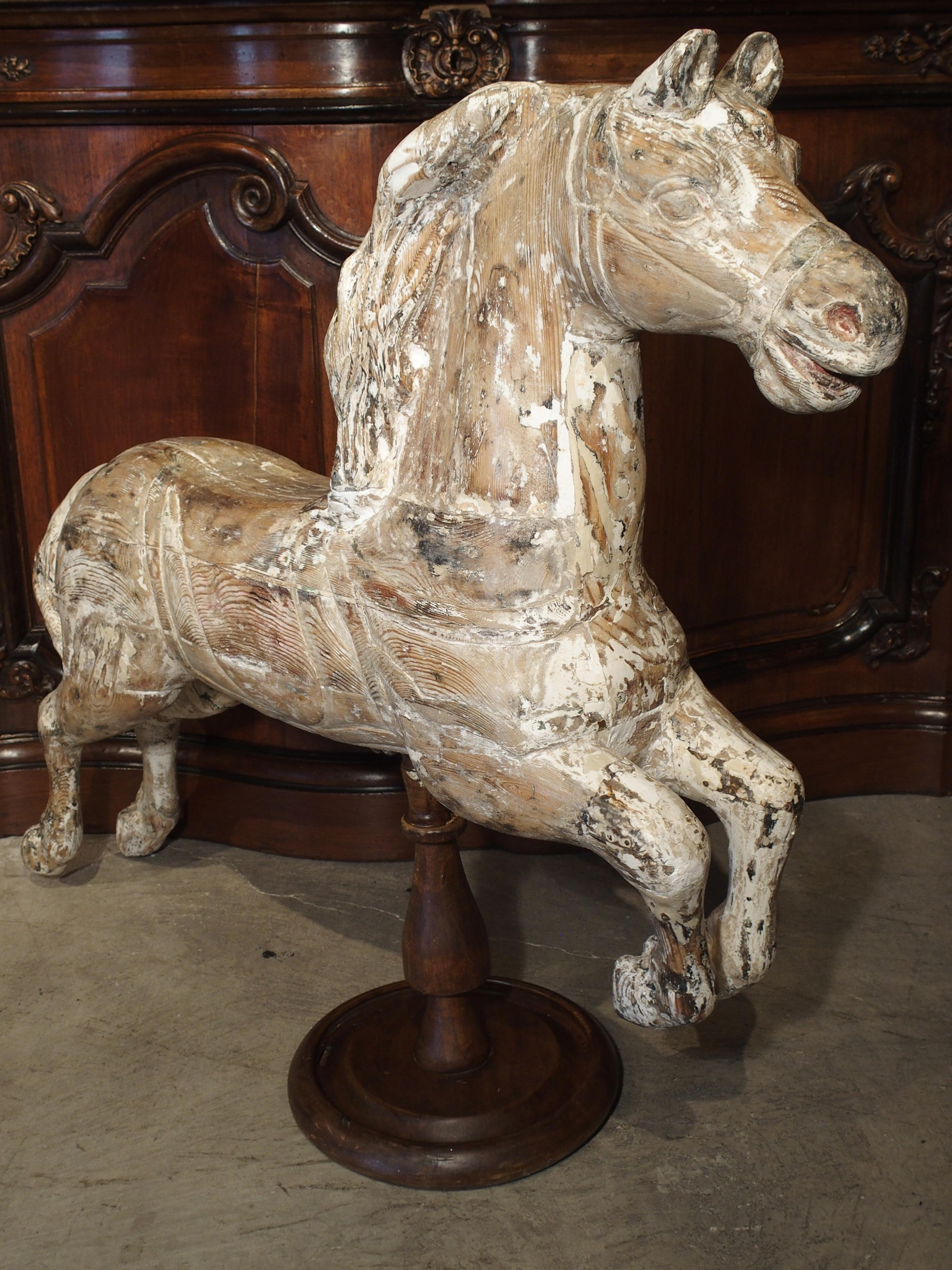 Antique Whitewashed Carousel Horse from Spain, circa 1915 2