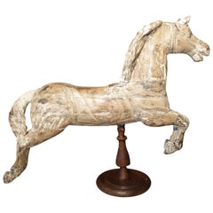 Antique Whitewashed Carousel Horse from Spain, circa 1915