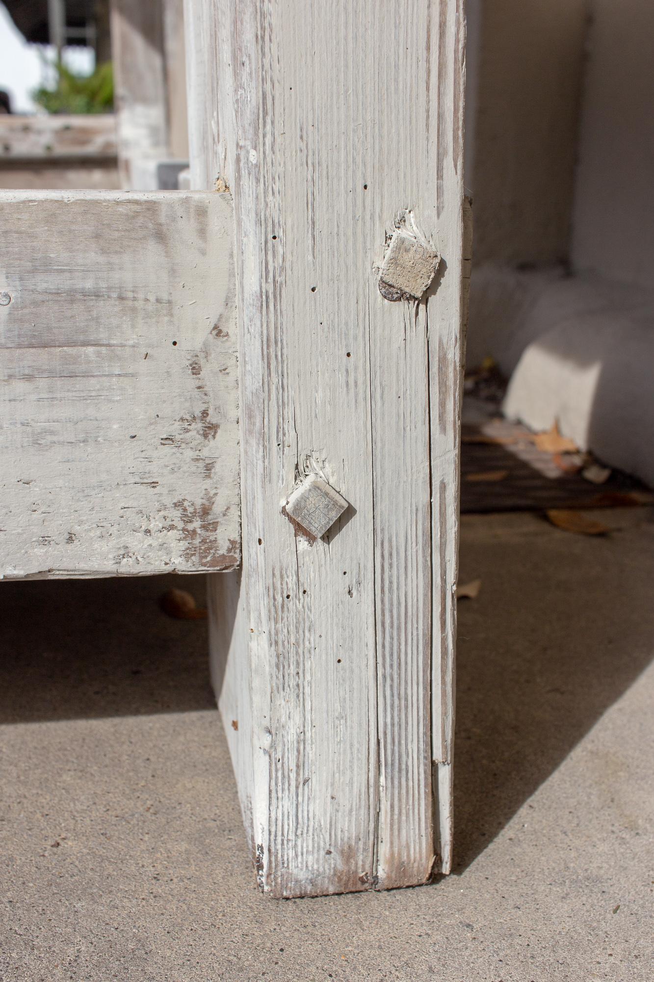 Antique Whitewashed Worktable Console Found in France 4