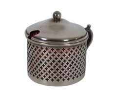 Ancien pot à jarre Whiting 3534 en verre canneberge et argent sterling percé