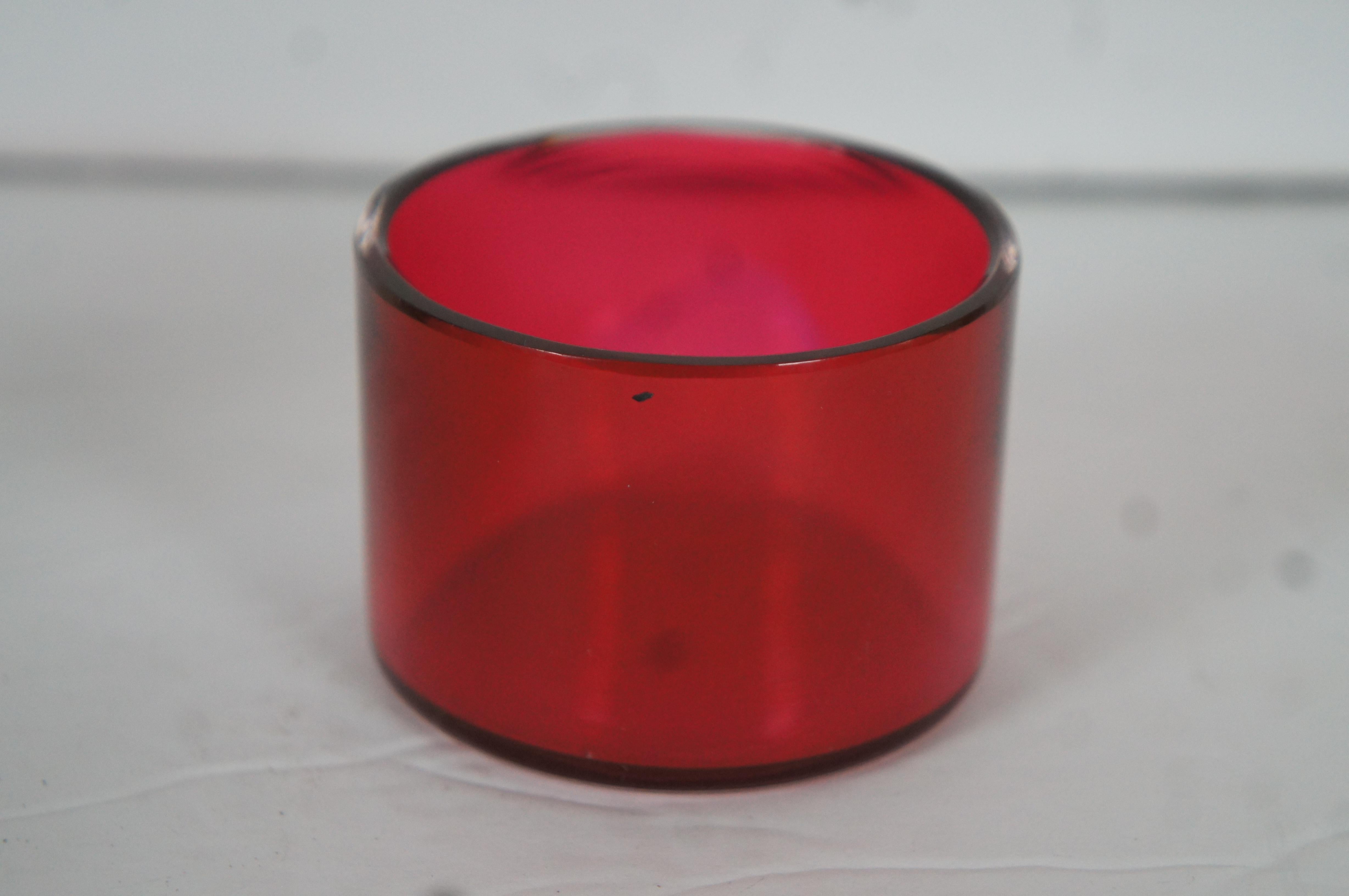 Antique Whiting 3534 Cranberry Glass & Pierced Sterling Silver Jam Condimont Pot For Sale 4
