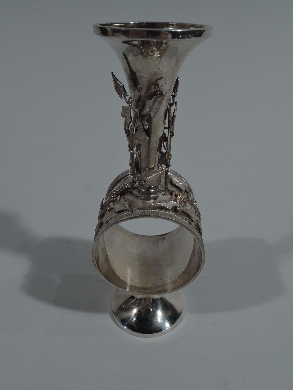 Aesthetic Movement Antique Whiting Aesthetic Sterling Silver Napkin Ring with Vase
