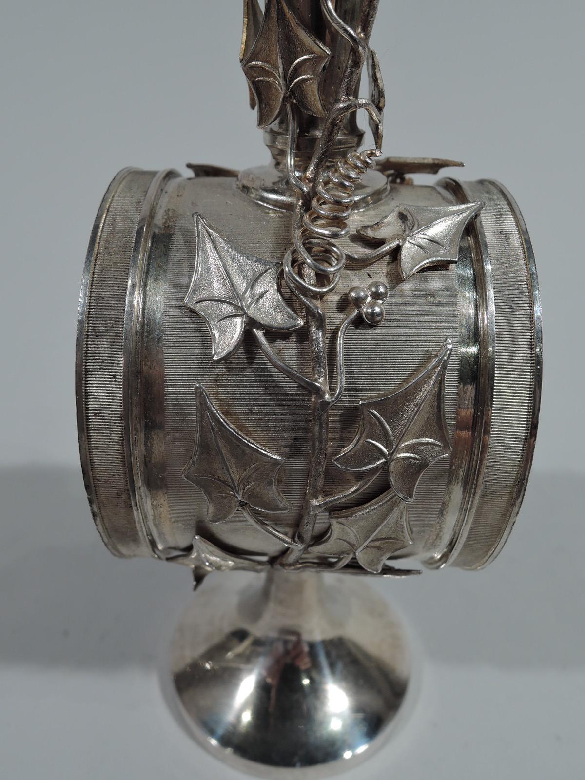 19th Century Antique Whiting Aesthetic Sterling Silver Napkin Ring with Vase