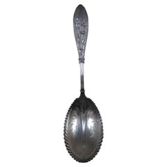 Antique Whiting Art Nouveau Sterling Silver Berry Spoon Honeysuckle 69g