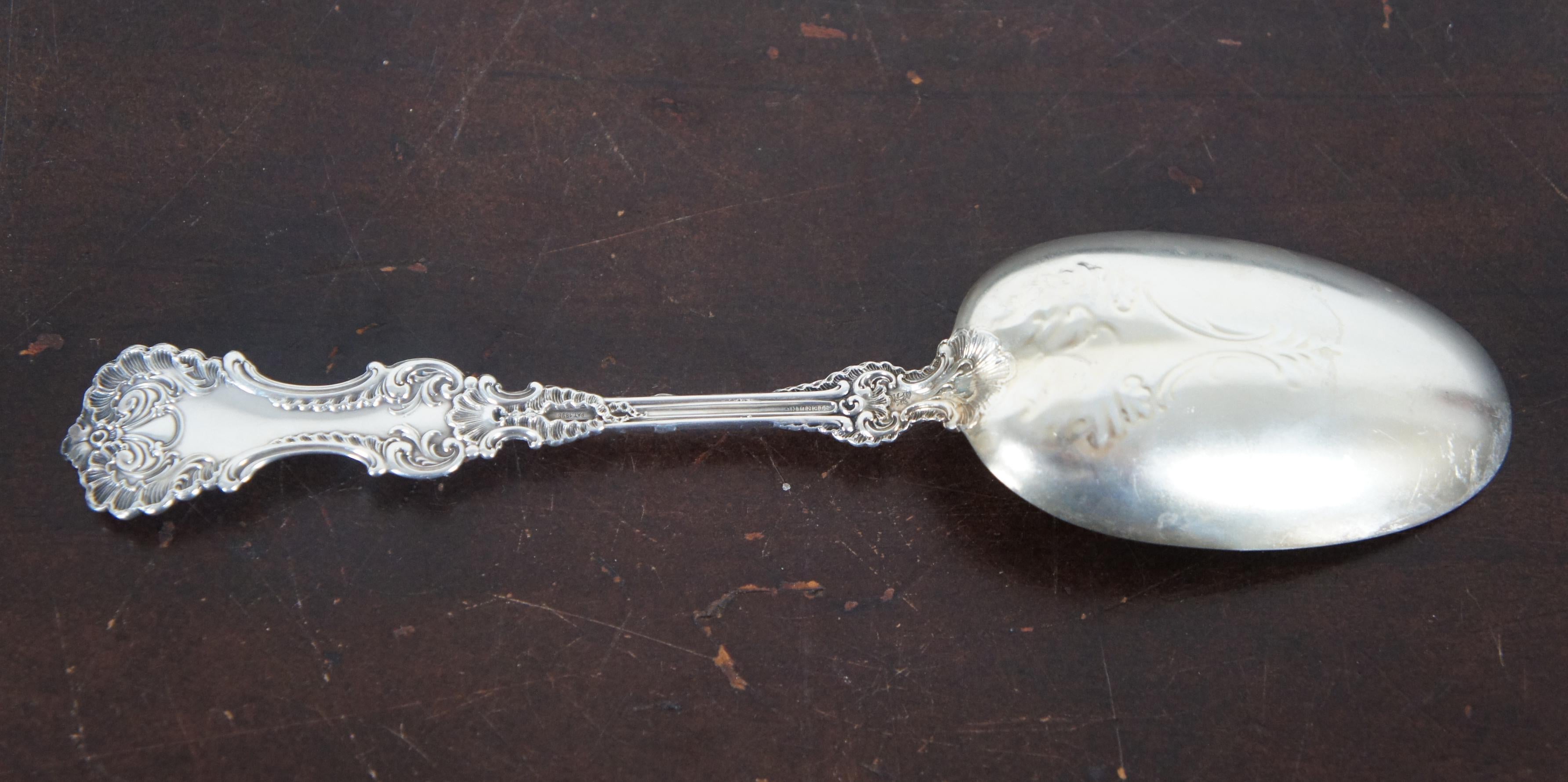 Late 19th Century Antique Whiting Baroque Sterling Silver .925 Serving Spoon Pompadour 74g