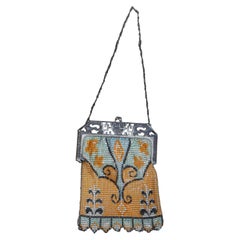 Whiting Davis - Sac à main en maille émaillée Art Déco avec fermoir à fermoir Ming - Flapper Boho