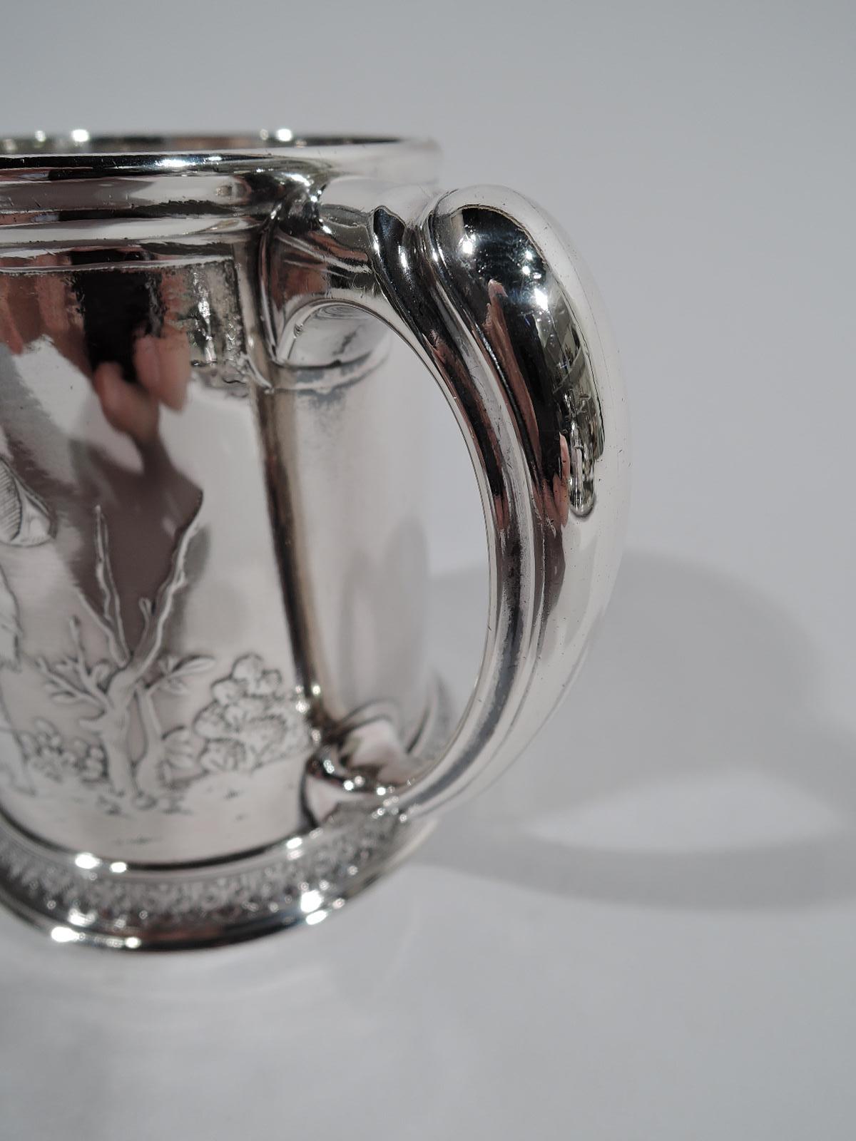 Antique Whiting Edwardian Art Nouveau Sterling Silver Baby Cup In Excellent Condition In New York, NY
