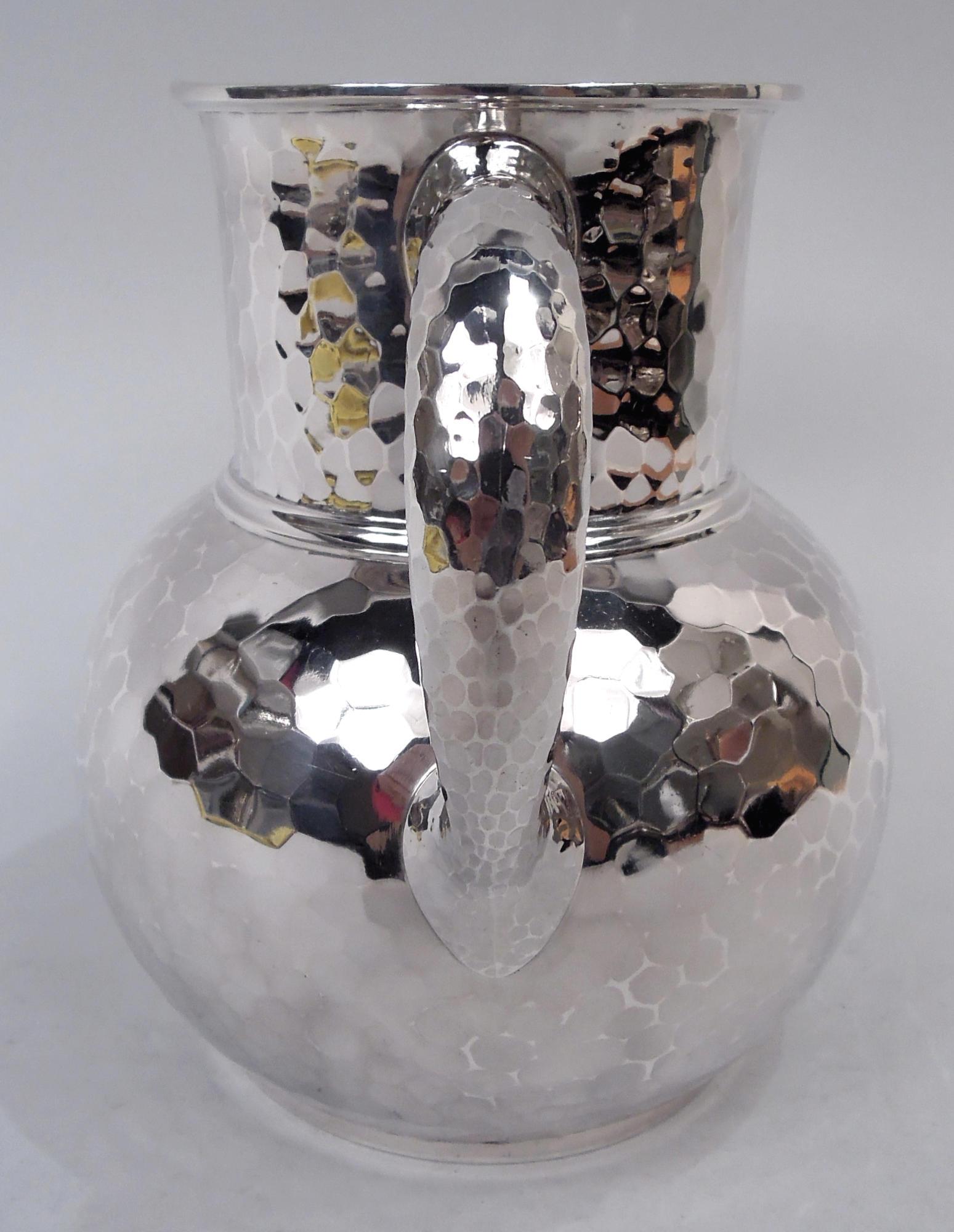 American Antique Whiting Japonesque Craftsman Hand Hammered Water Pitcher For Sale