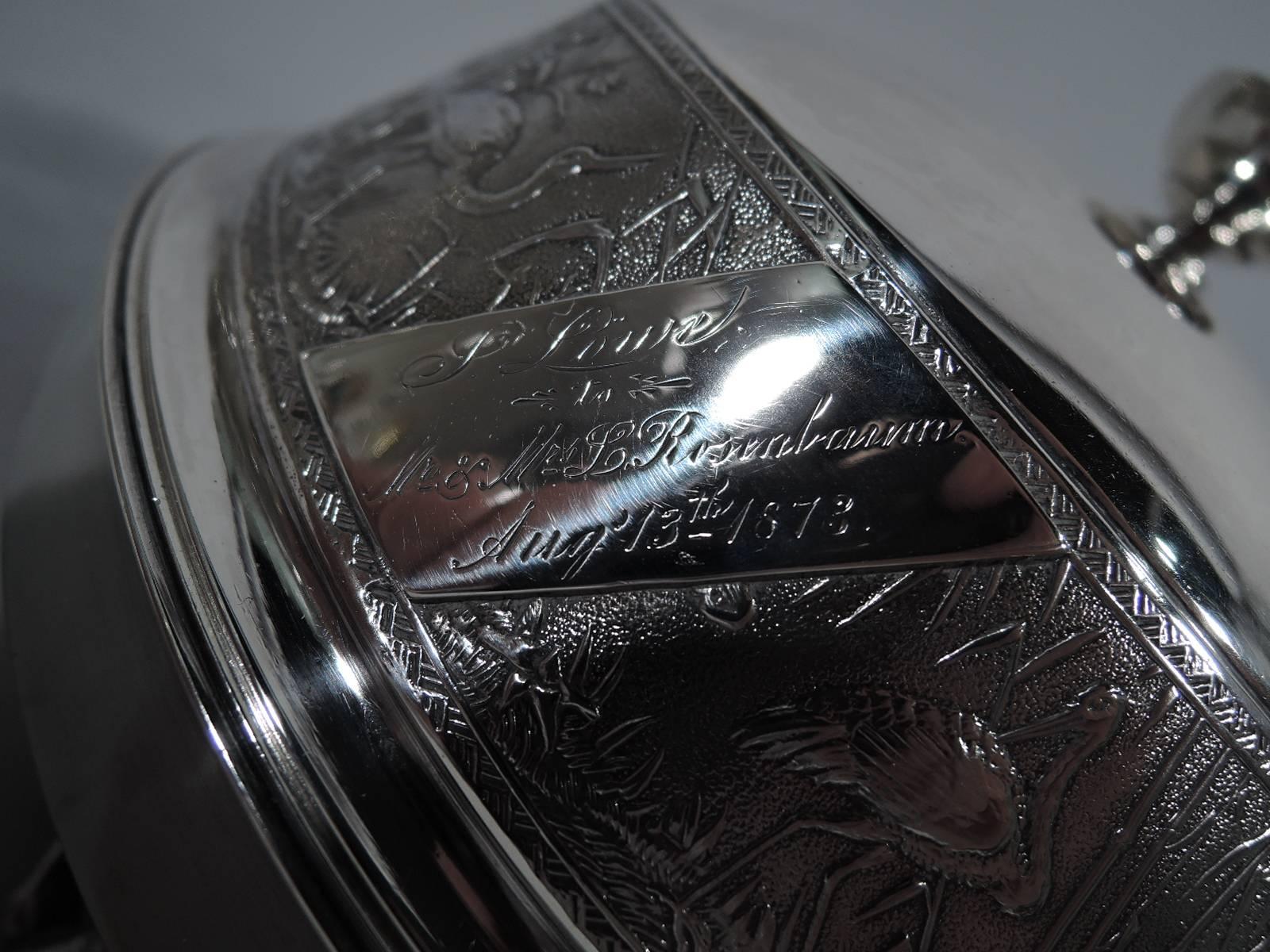 Antique Whiting Japonesque Sterling Silver Covered Butter Dish In Excellent Condition In New York, NY