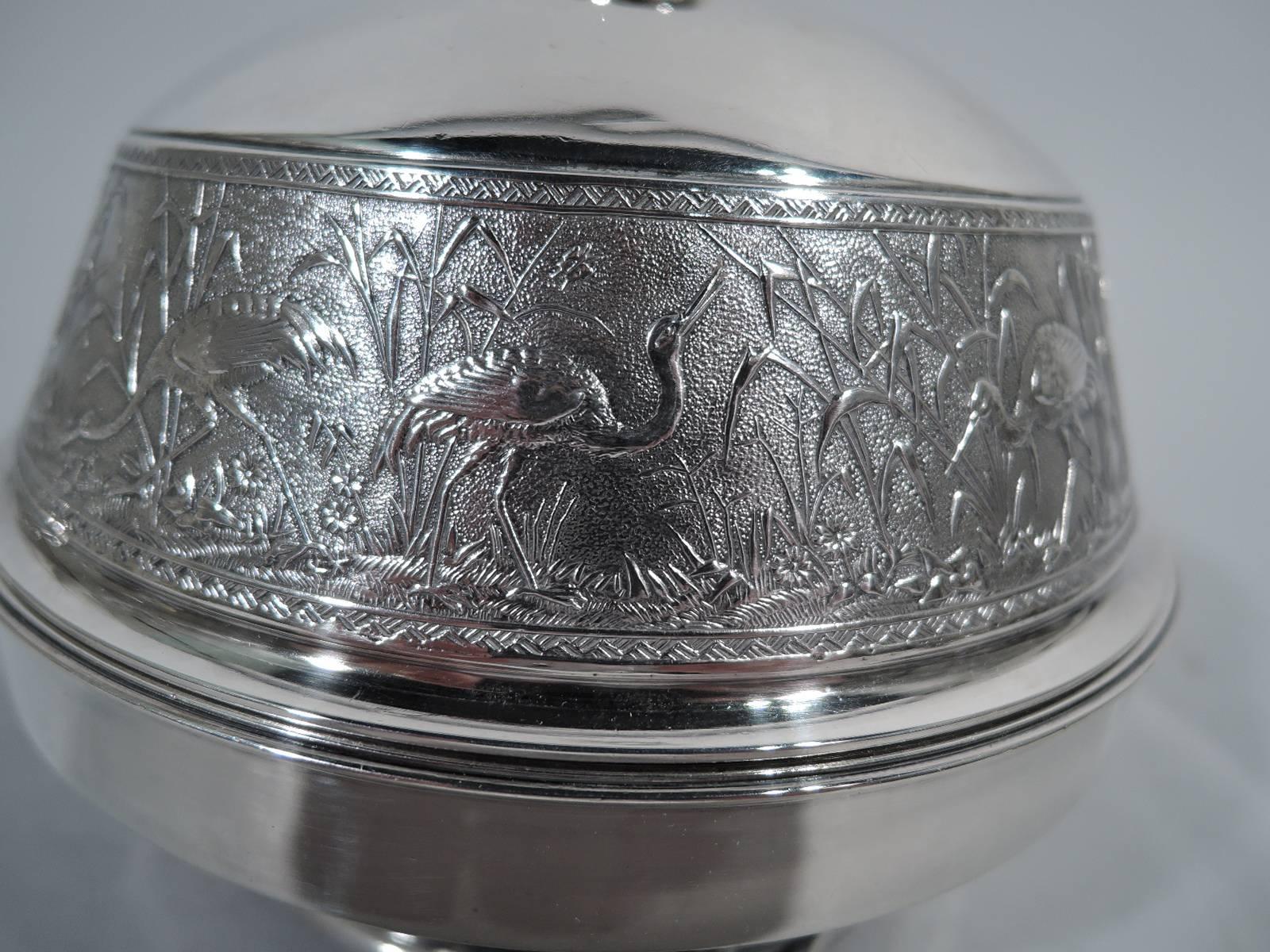Antique Whiting Japonesque Sterling Silver Covered Butter Dish 1