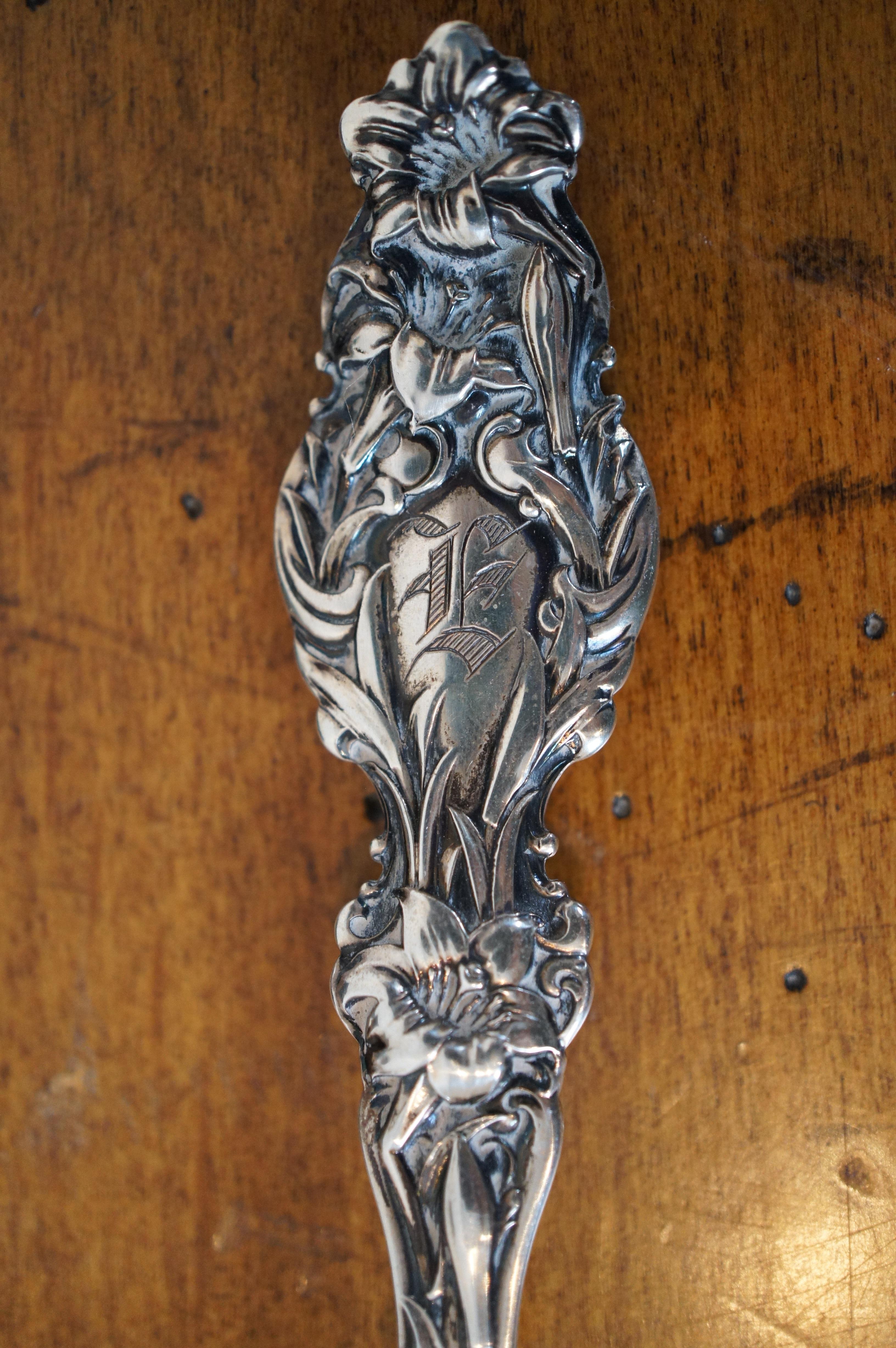 Antique Whiting Lily Sterling Silver Spoon Hess & Culbertson Monogram Repousse 4