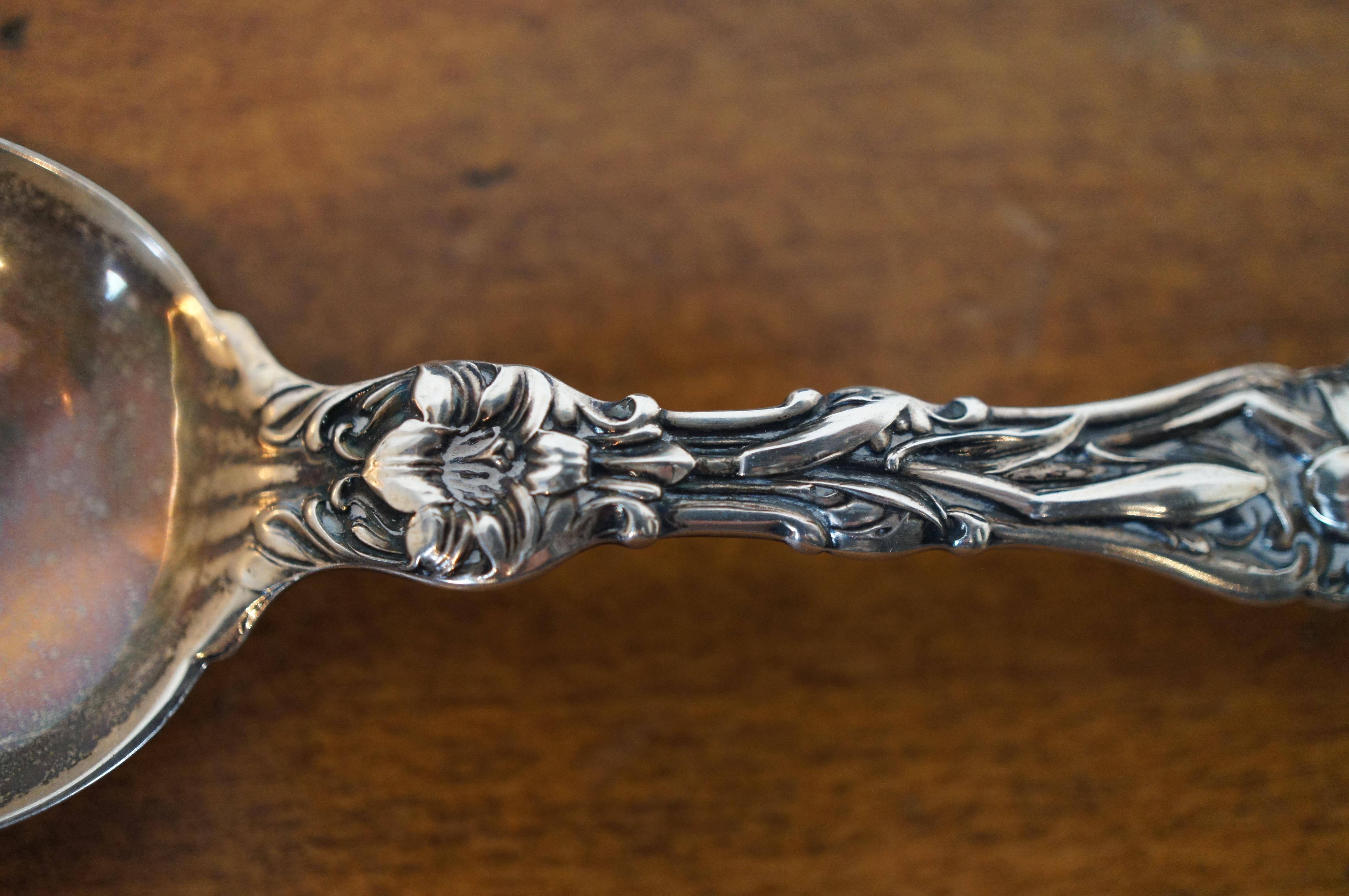 Antique Whiting Lily Sterling Silver Spoon Hess & Culbertson Monogram Repousse 3