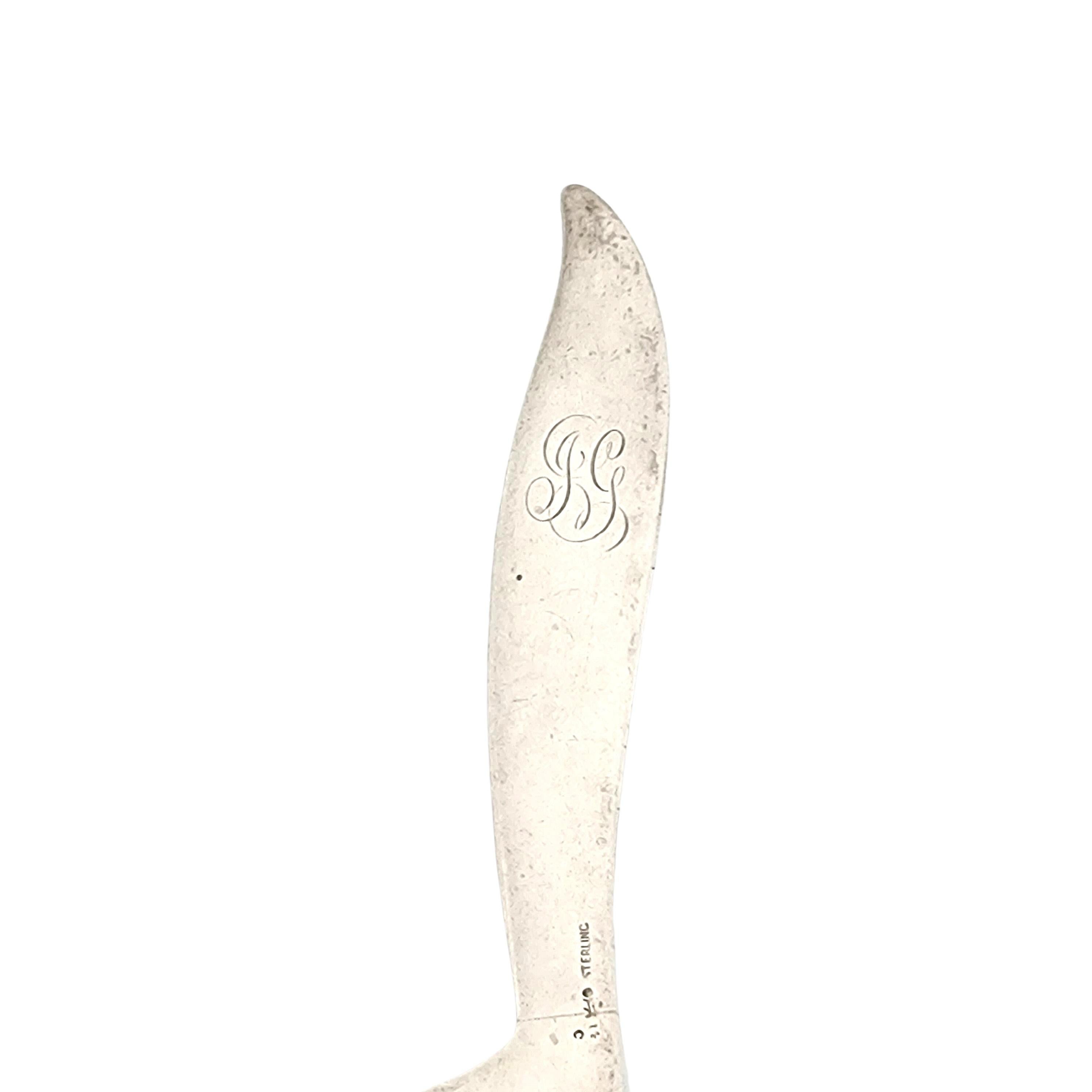 Women's or Men's Antique Whiting Mfg Co Sterling Silver Seahorse Fish Knife Serving with Monogram For Sale