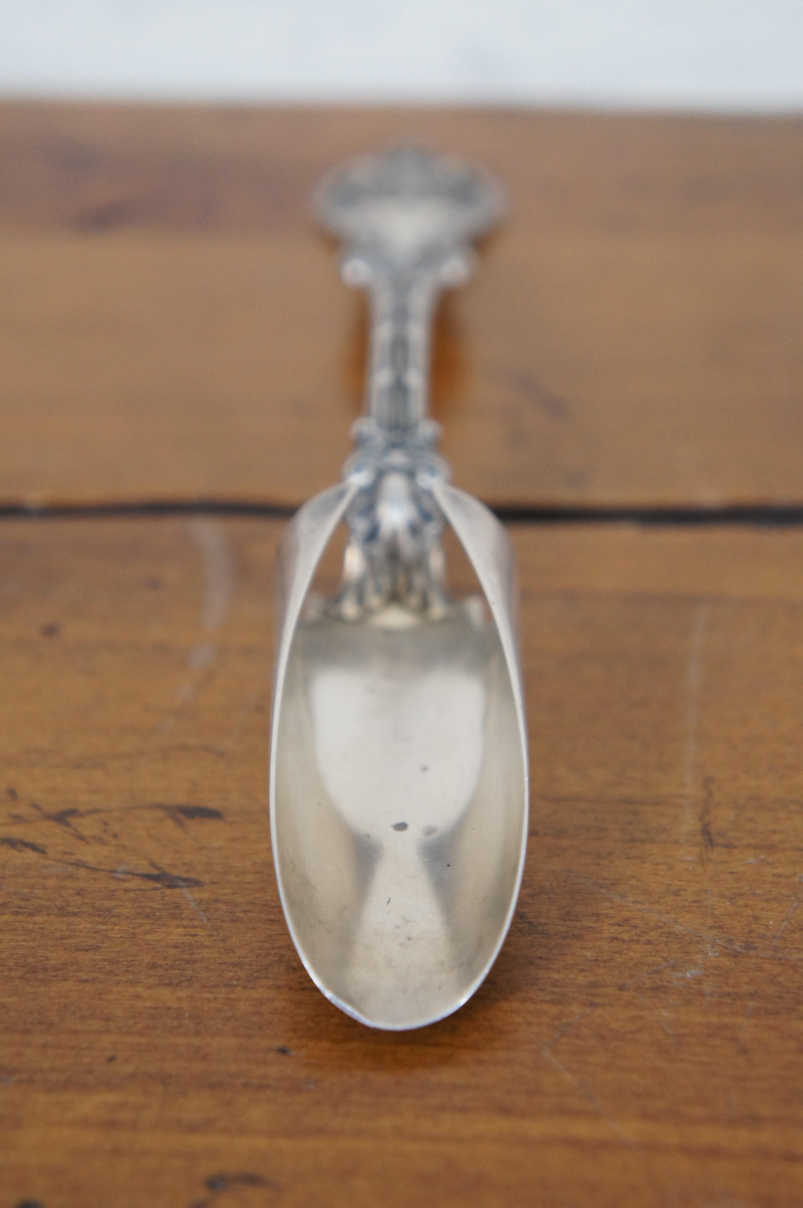 Early 20th Century Antique Whiting Sterling Silver King Edward Scalloped Cheese Scoop Monogram For Sale