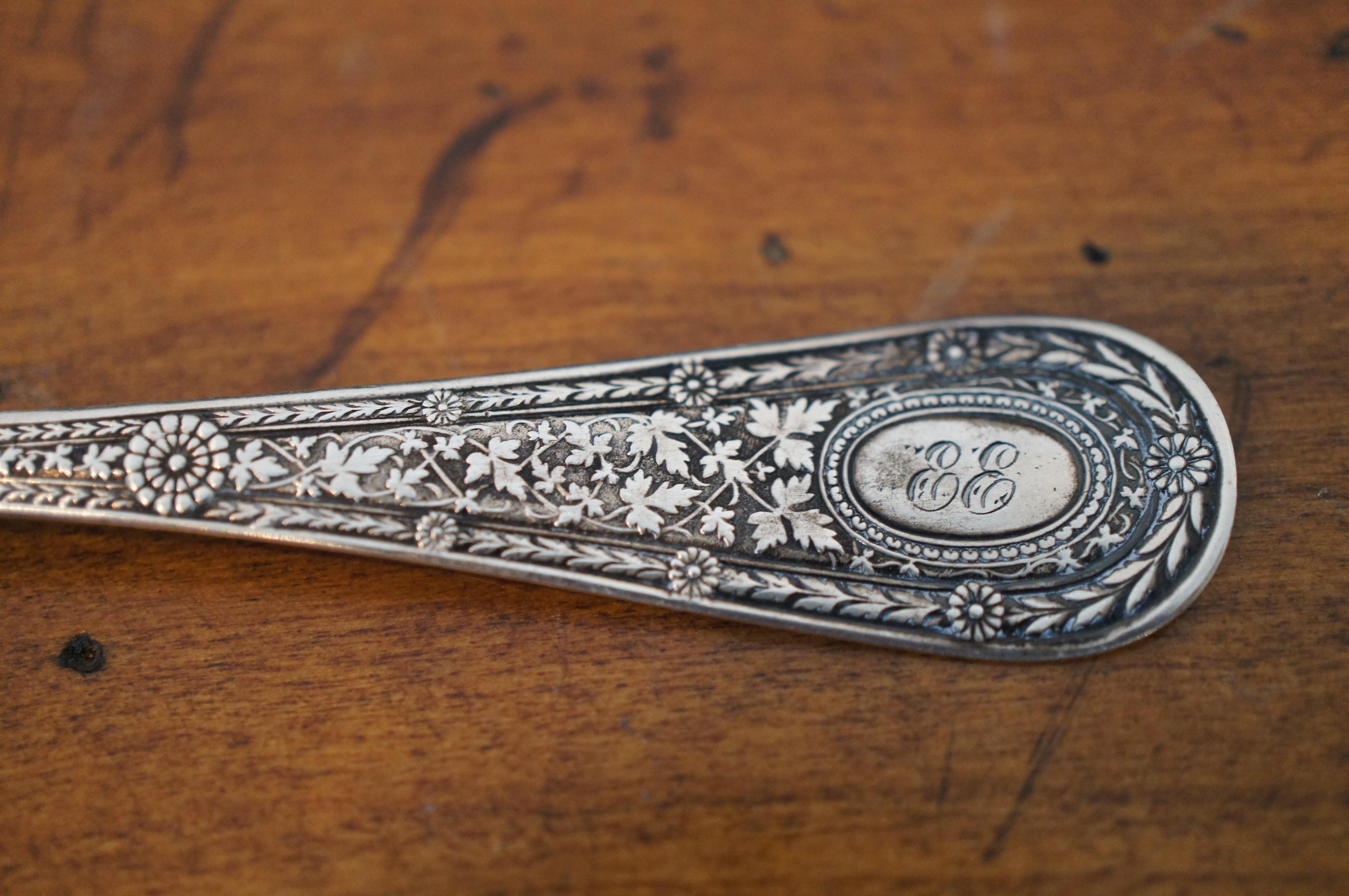 Antique Whiting Sterling Silver Spoon Mermod Jaccard & Co Monogram Chrysanthemum For Sale 2