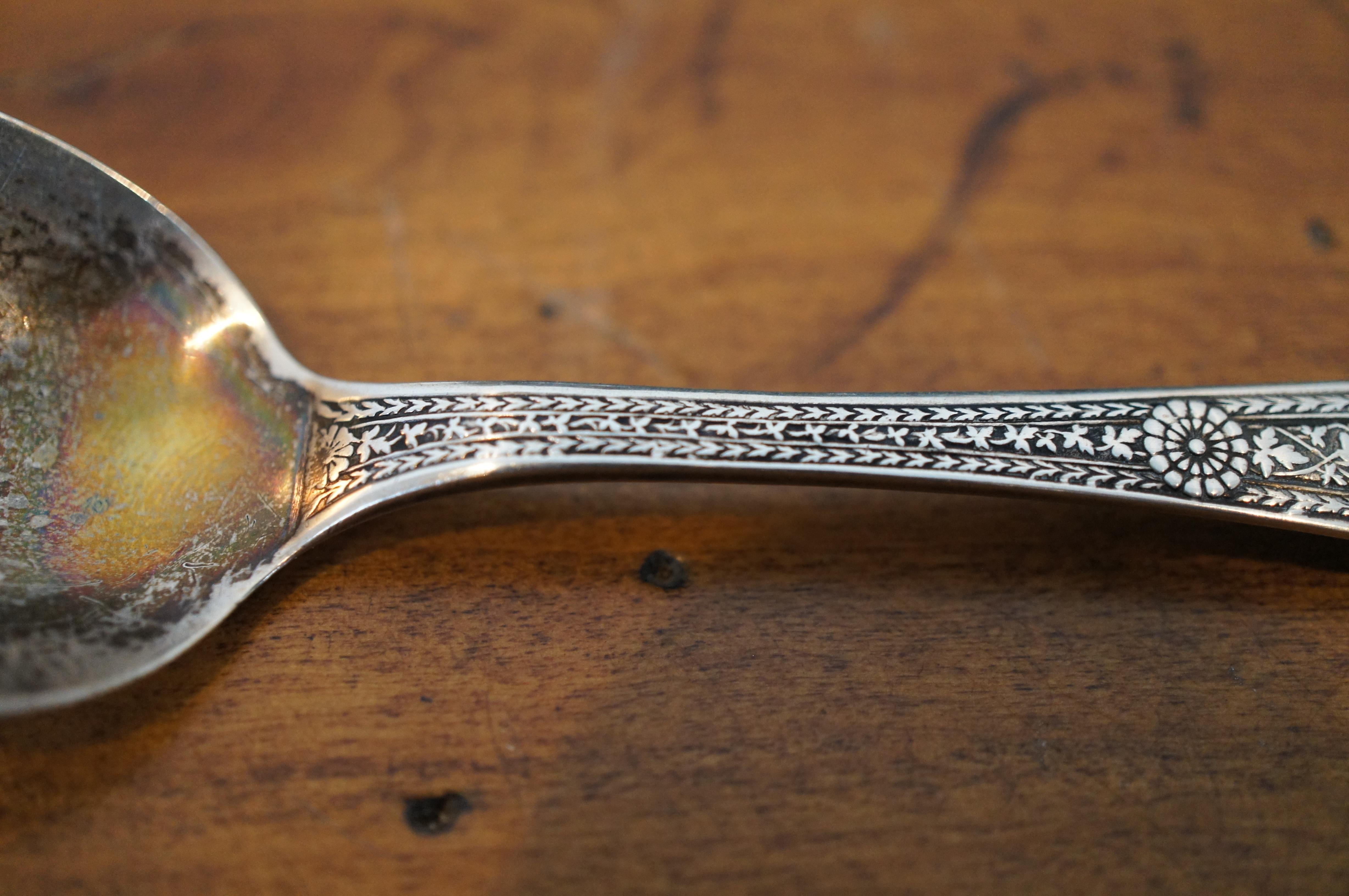 Antique Whiting Sterling Silver Spoon Mermod Jaccard & Co Monogram Chrysanthemum For Sale 3