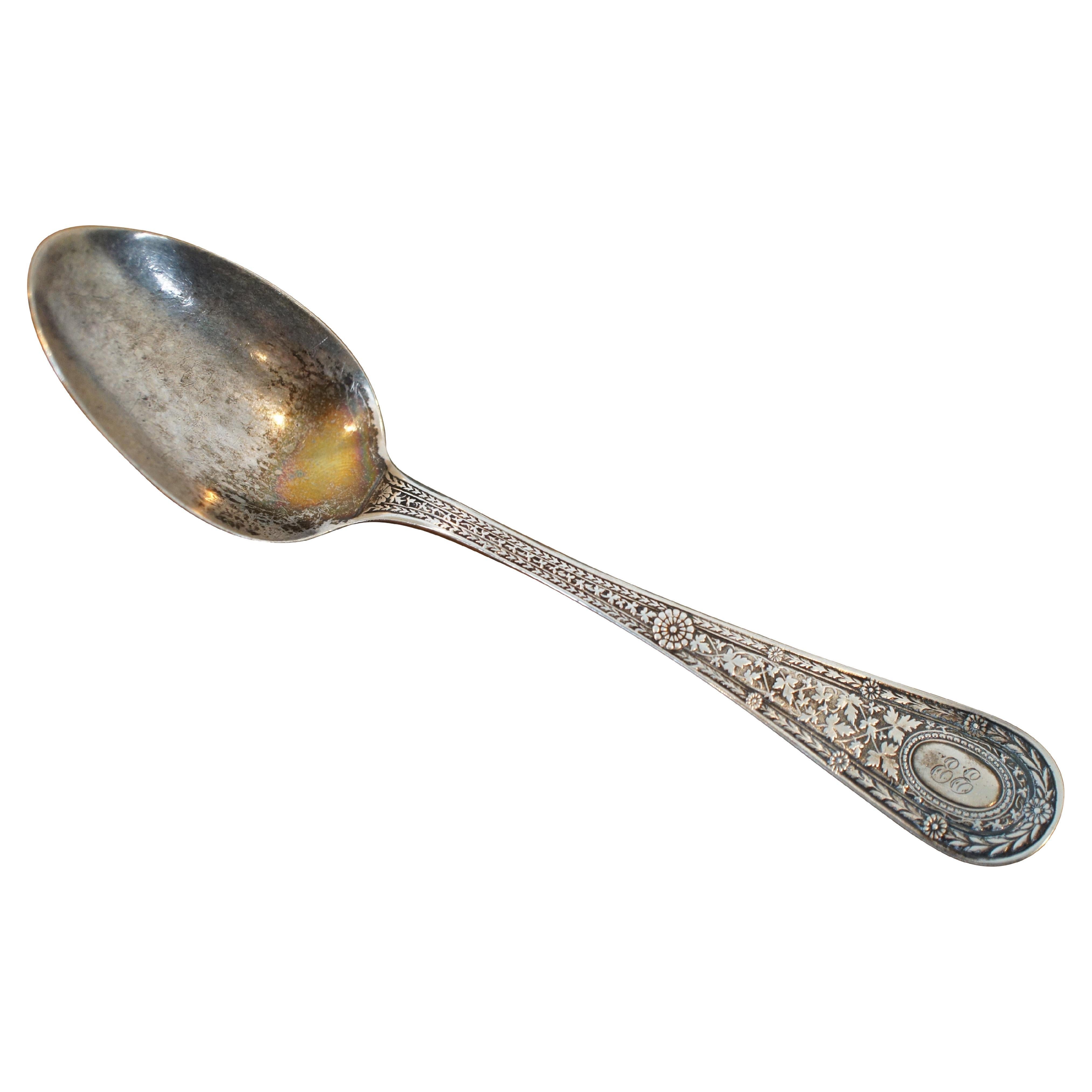 Antique Whiting Sterling Silver Spoon Mermod Jaccard & Co Monogram Chrysanthemum For Sale
