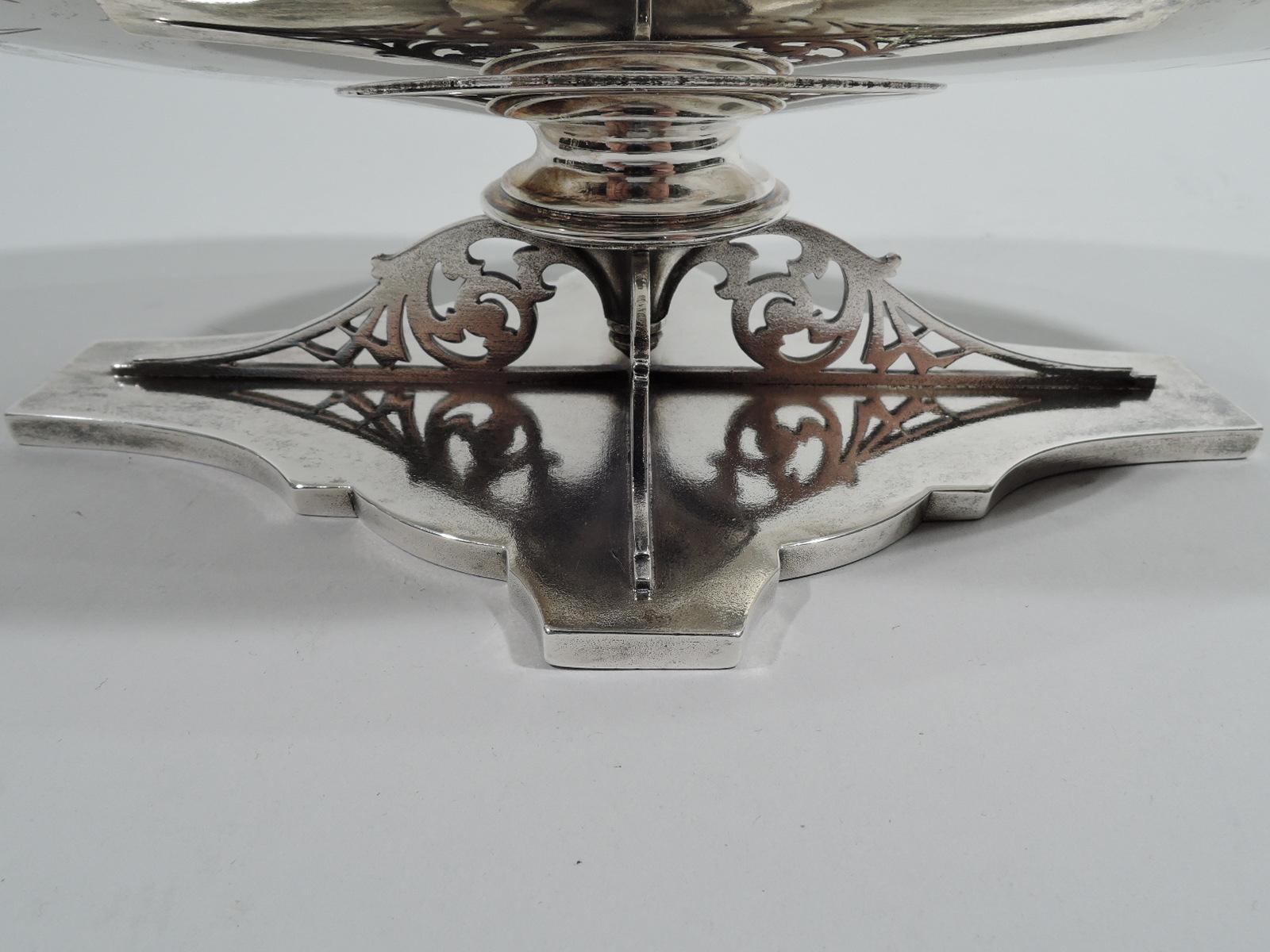 American Antique Whiting Sterling Silver Swan Bowl with Japonesque Cattails