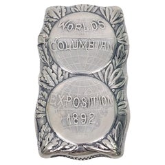 Antique coffre-fort d'allumettes Whiting en argent sterling World Expo 1892 Vesta n° 16527