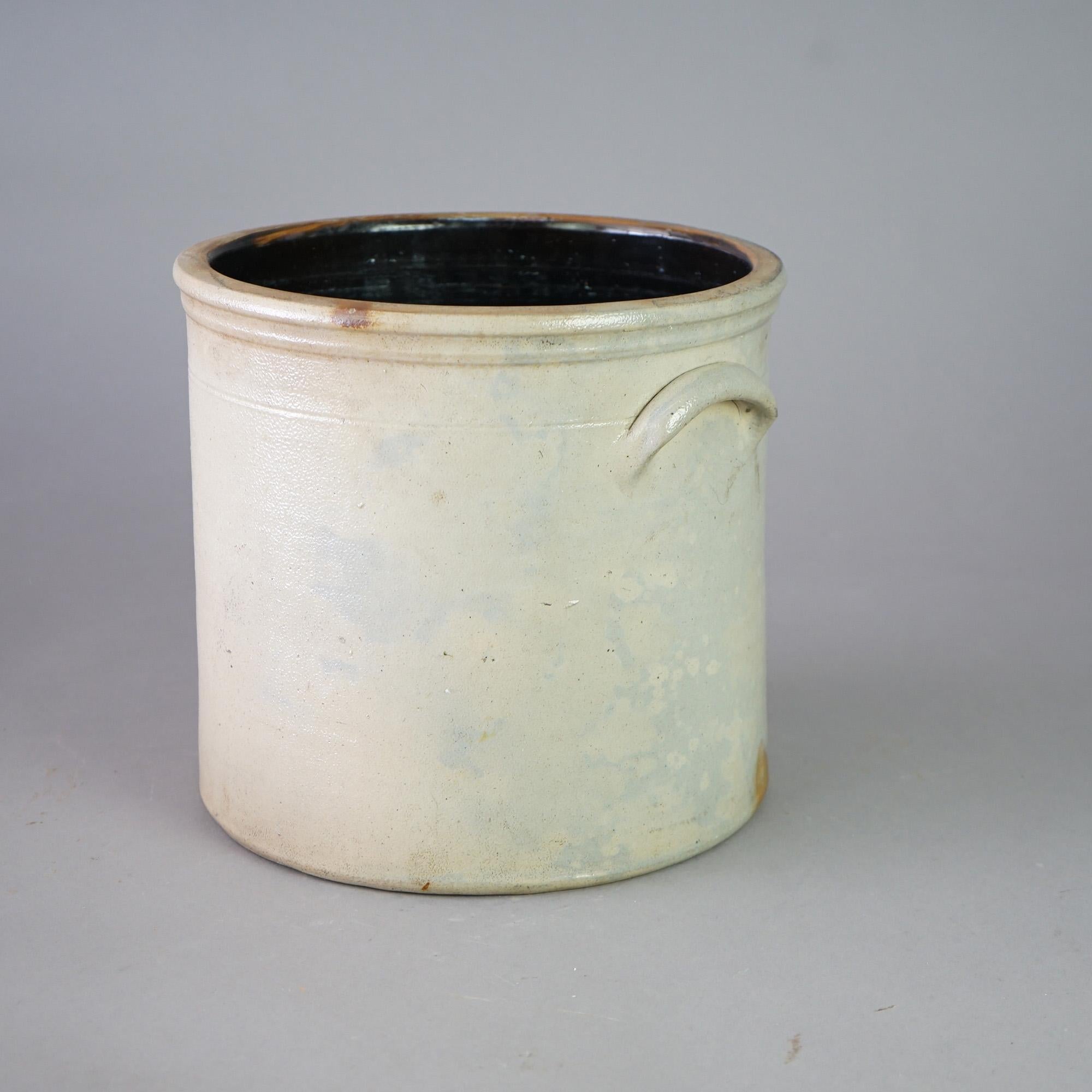 Antike Whittenmore Blau dekoriert Salz glasiert Steinzeug Crock C1890 (Handbemalt) im Angebot