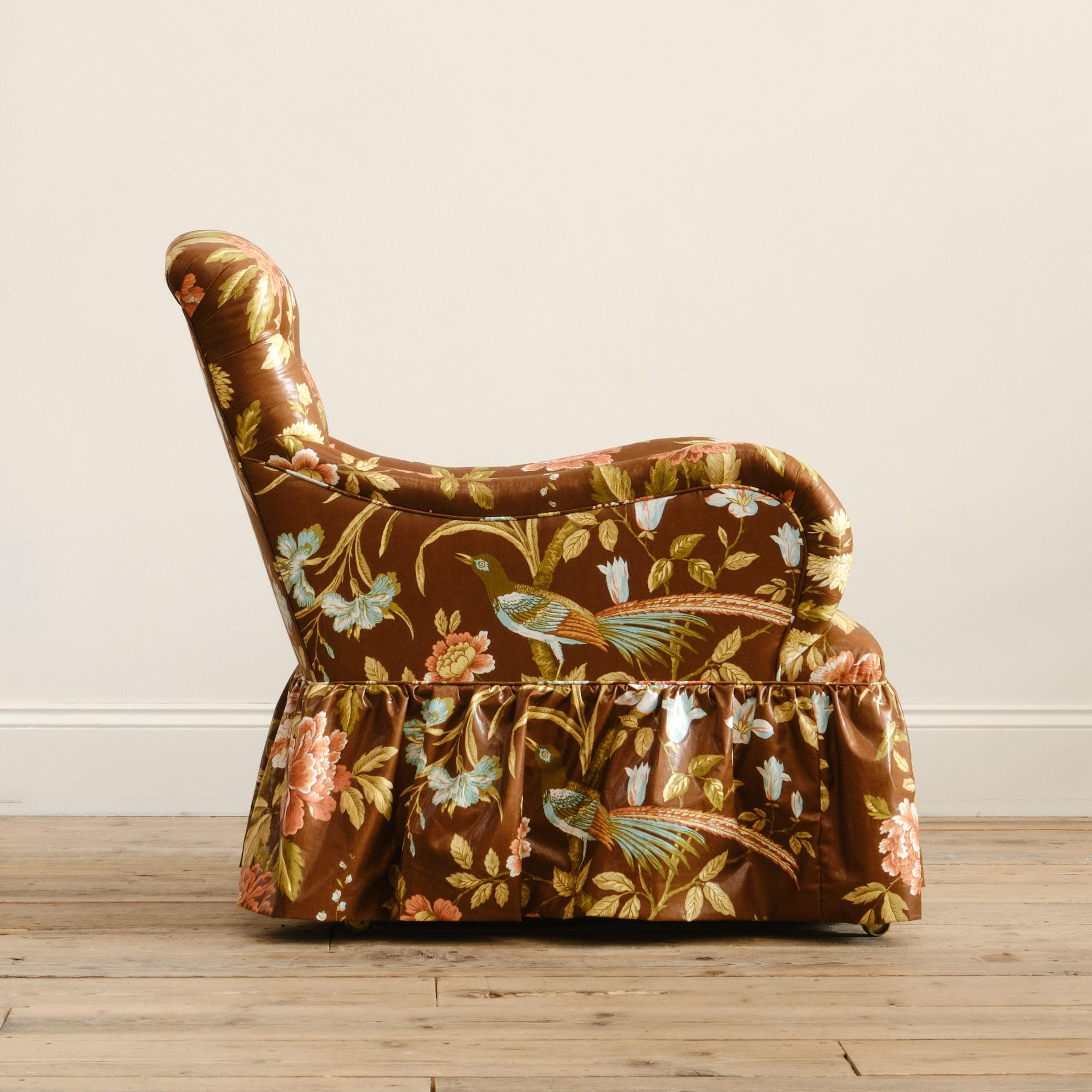 Antica poltrona Whytock & Reid in chintz floreale Sanderson d'epoca in vendita 3