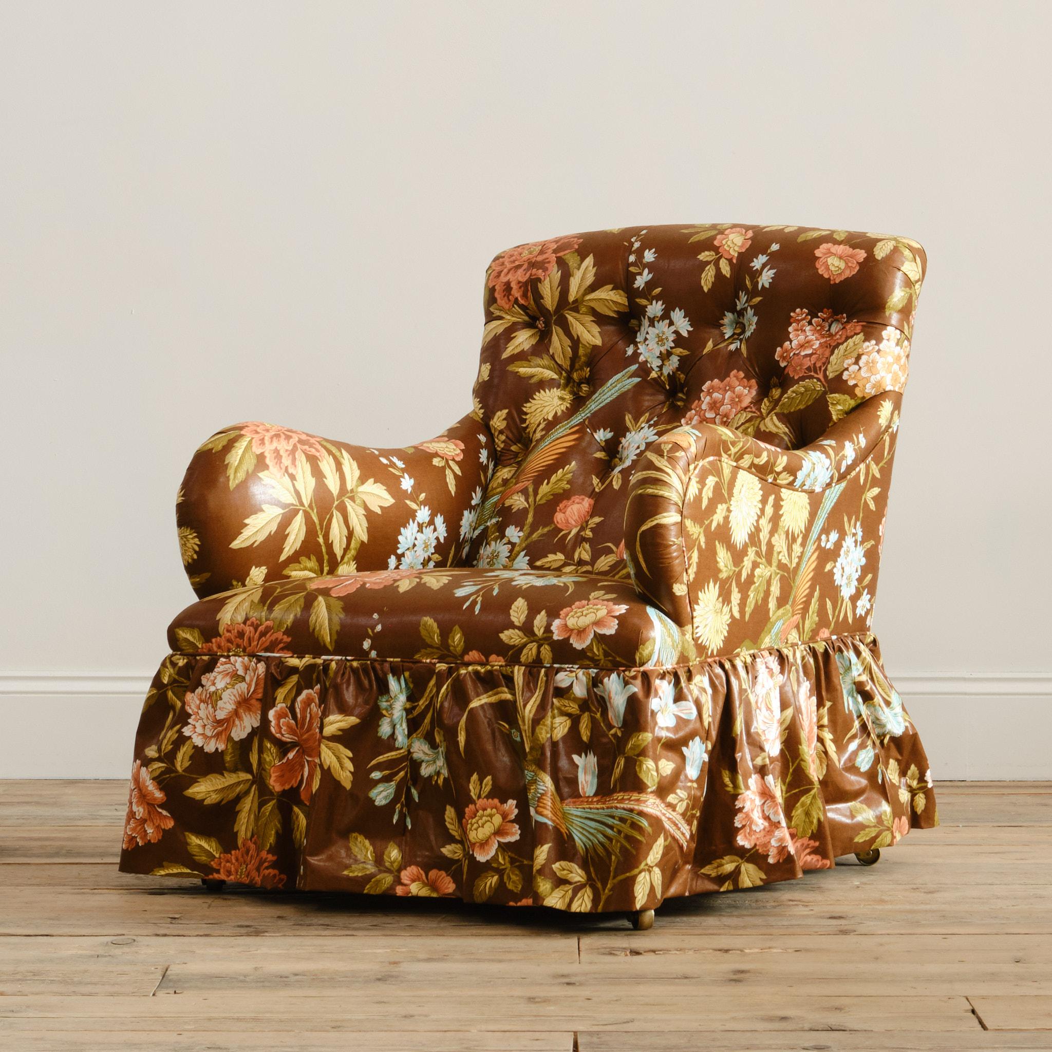 Antica poltrona Whytock & Reid in chintz floreale Sanderson d'epoca In condizioni buone in vendita a Batley, GB